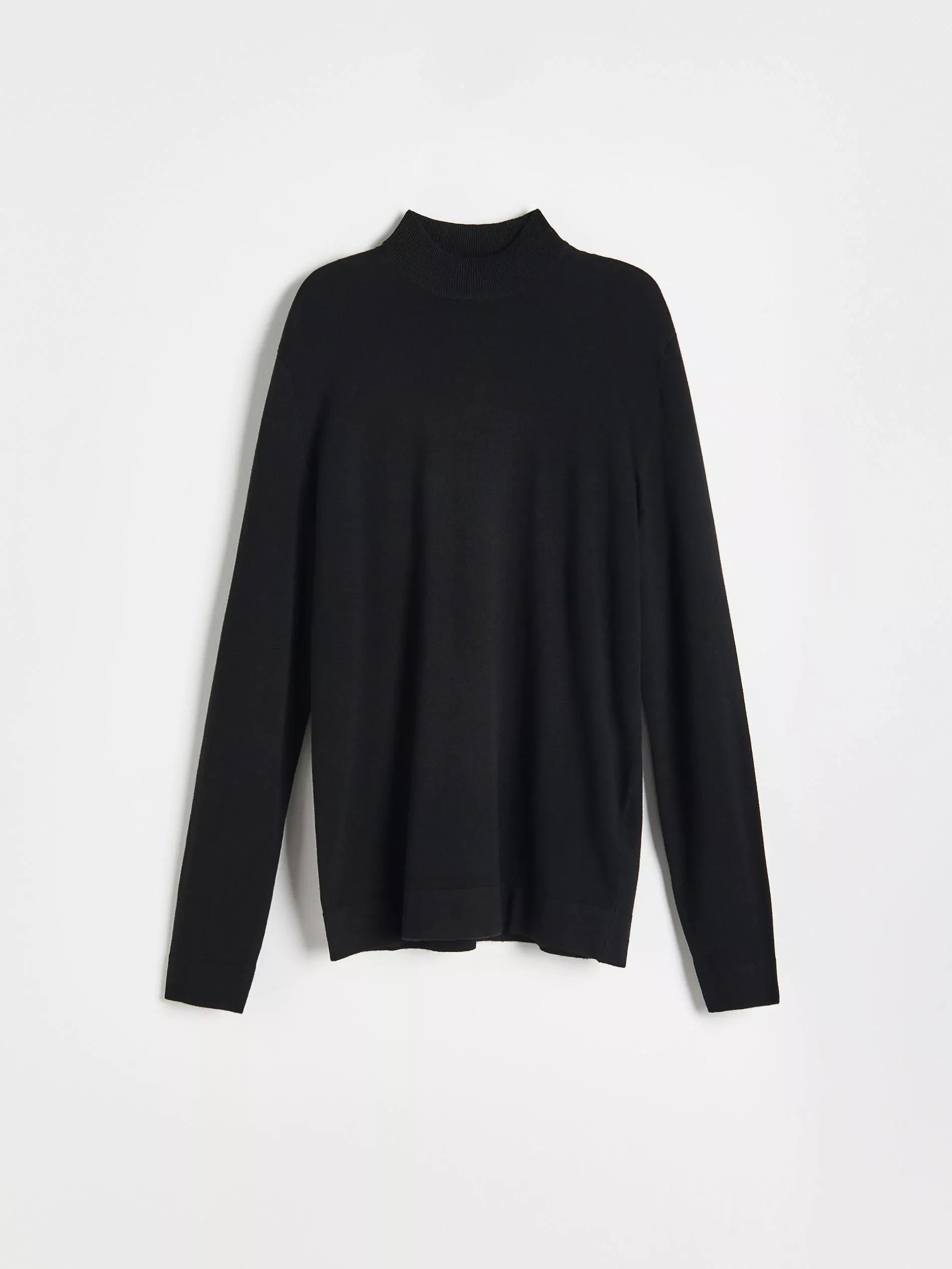 Black Plain Mock Neck Jumper, , large image number 4