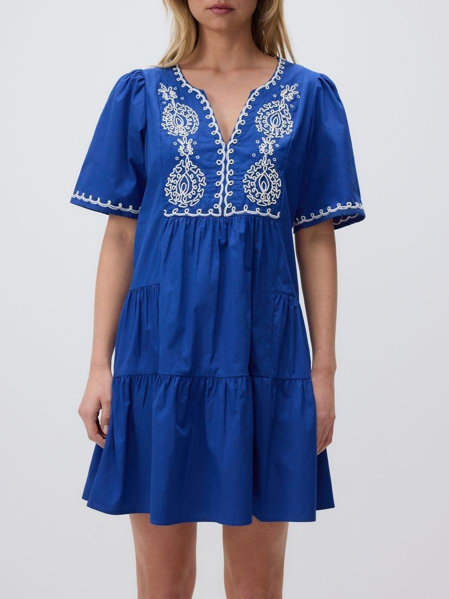 Blue Dress With Embroidery, , medium