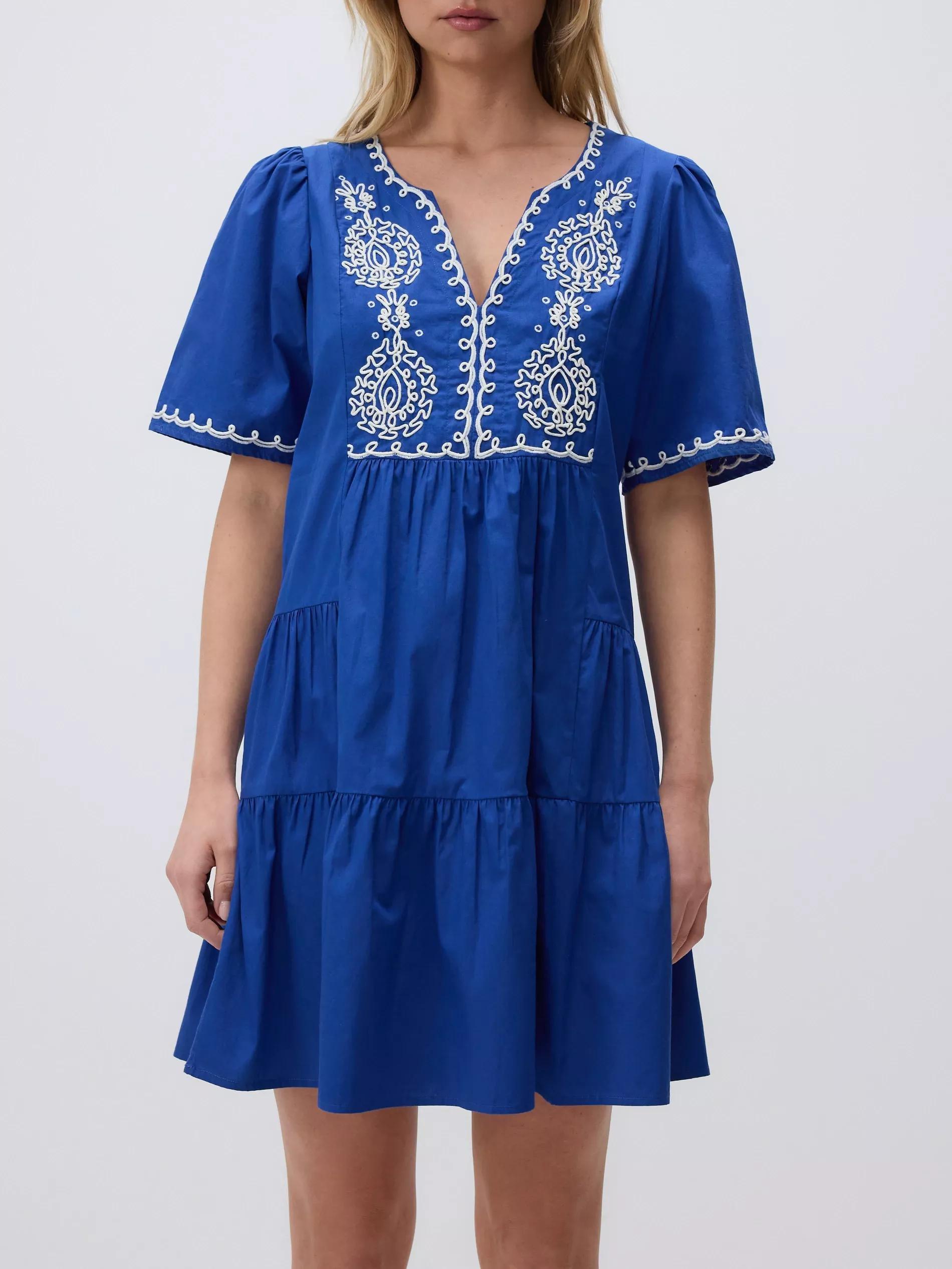 Blue Dress With Embroidery, , large image number 0