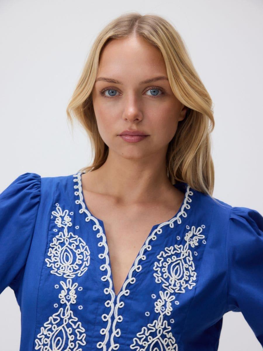 Blue Dress With Embroidery, Blue, large image number 1