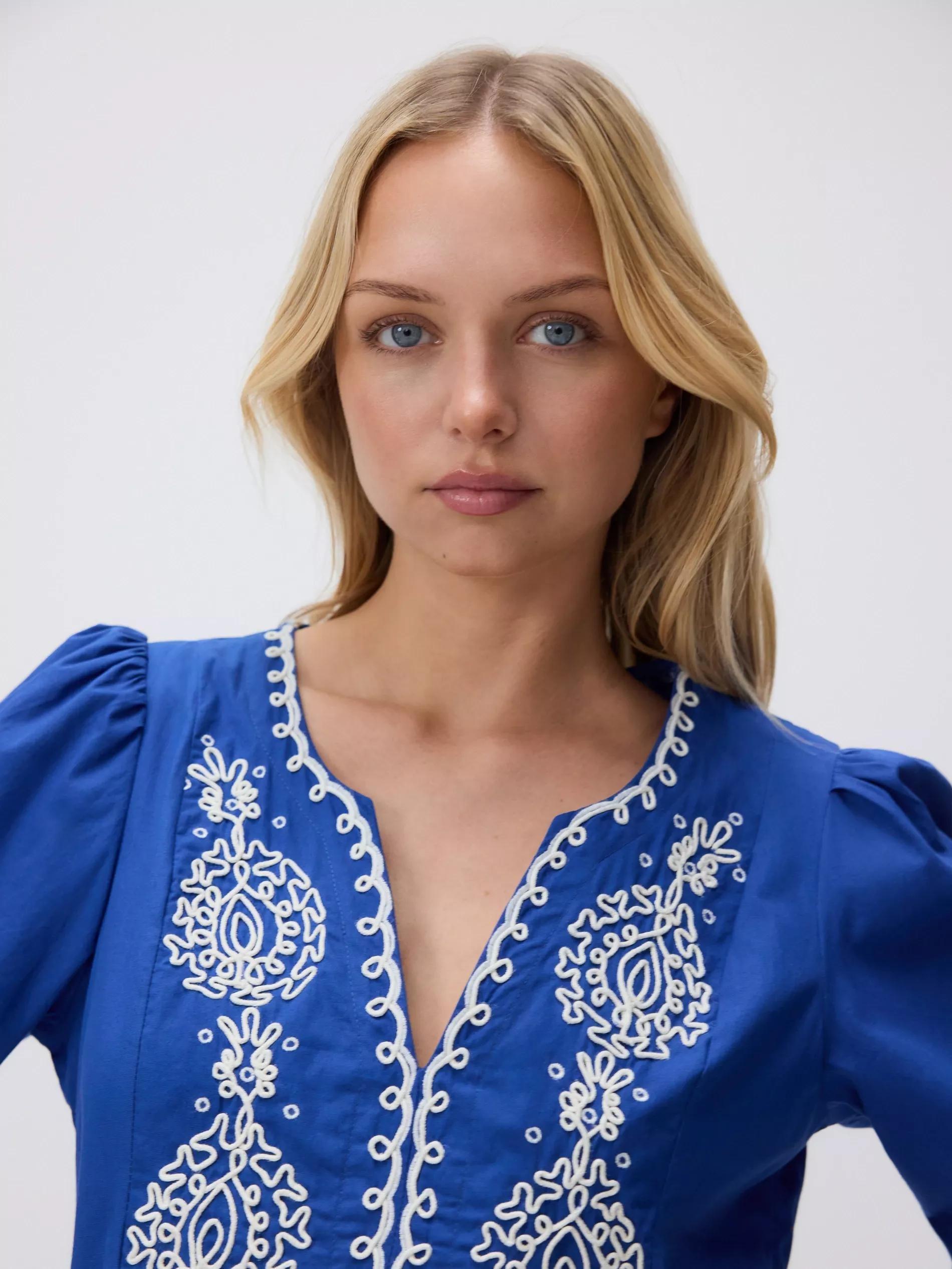 Blue Dress With Embroidery, , large image number 1