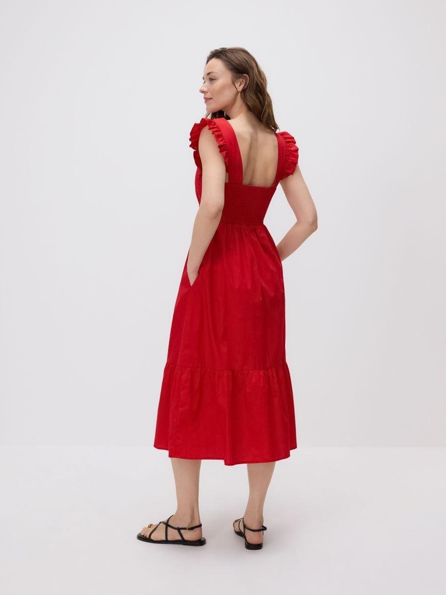 Red Midi Dress With Ruffles, , large image number 2