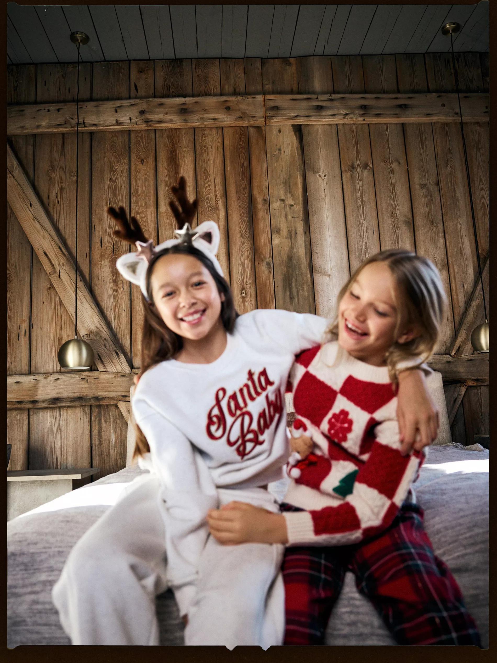 Cream Printed Sweatshirt , Kids Girls, , large image number 0