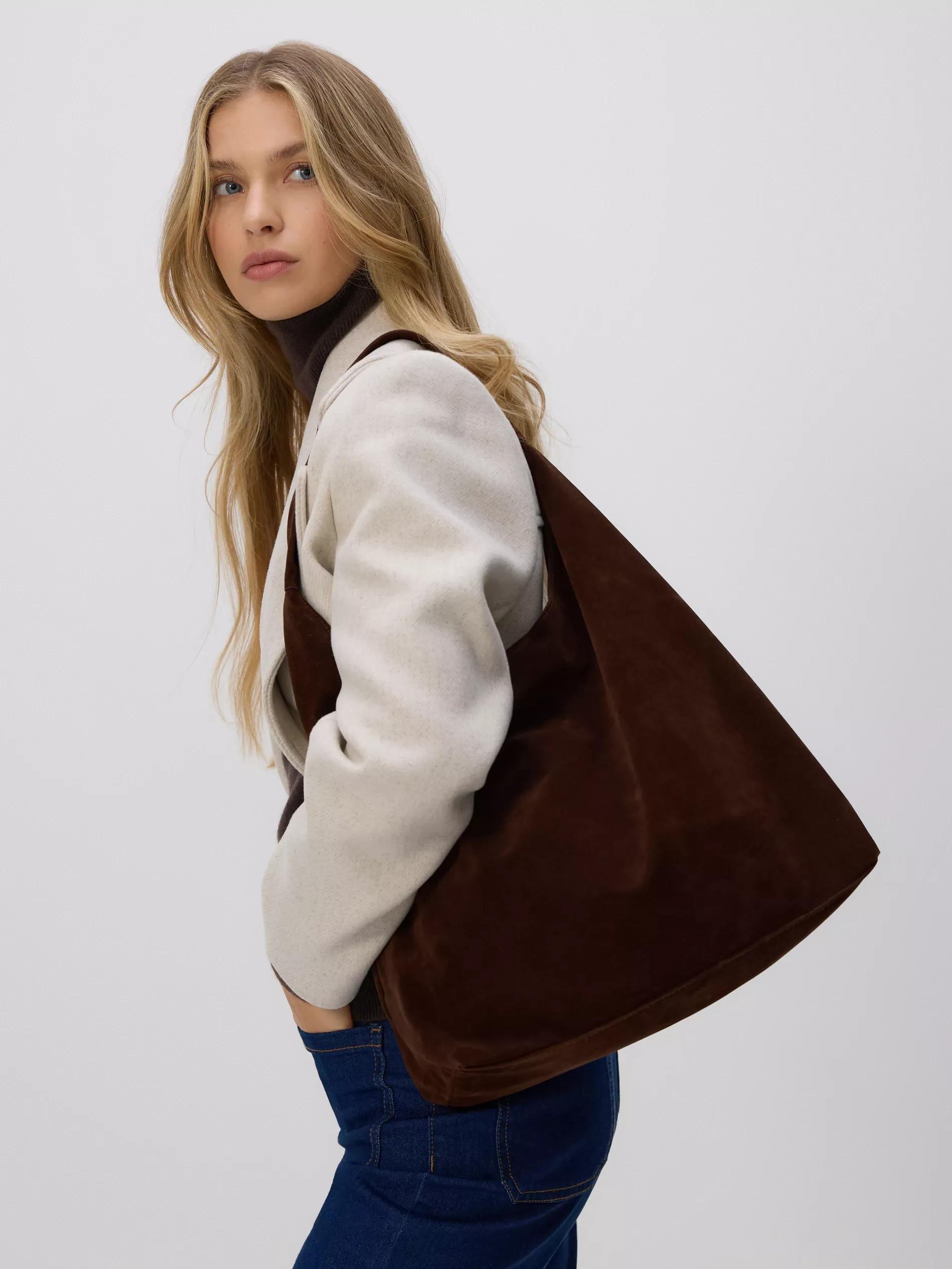 Brown Shopper Bag, Brown, large image number 1