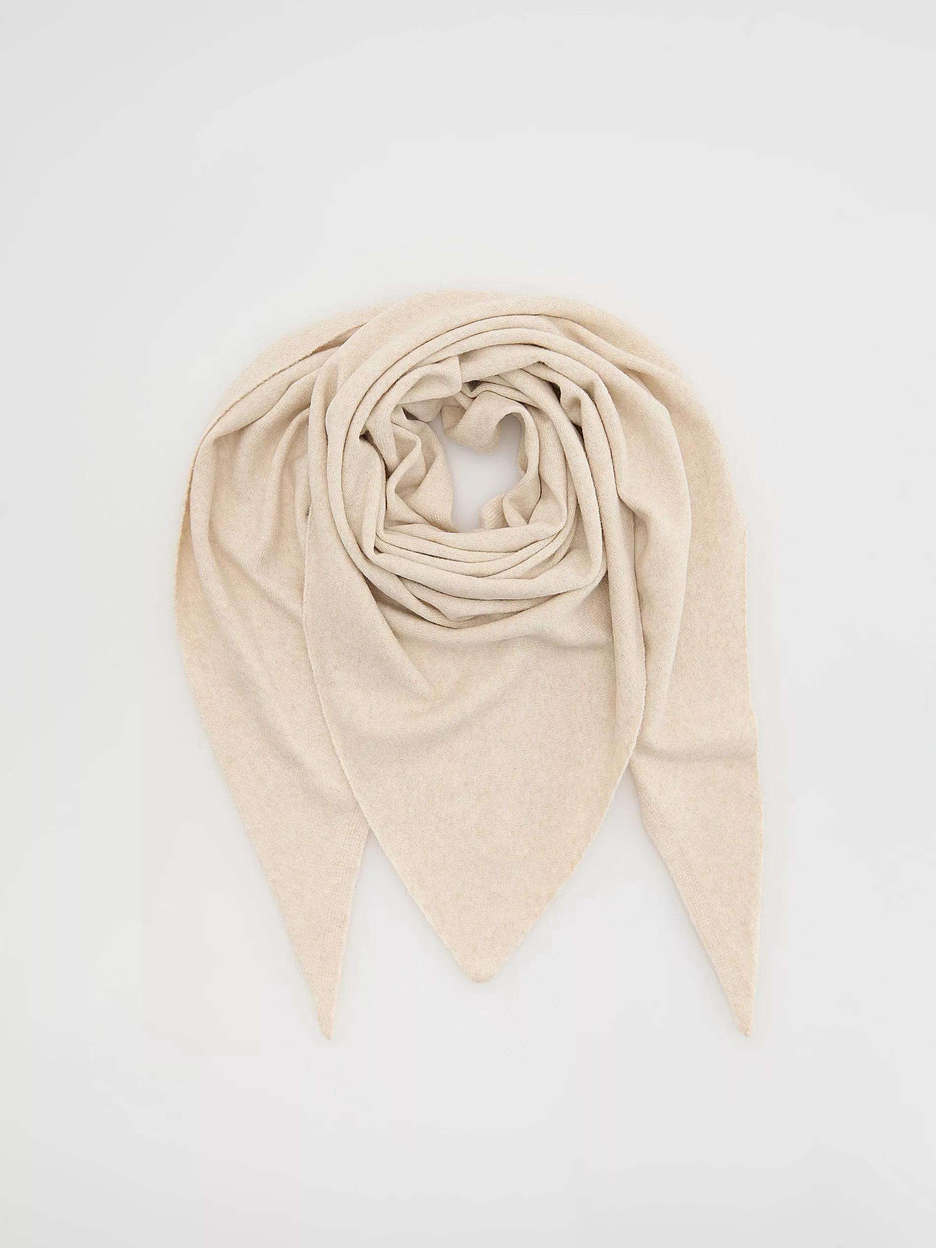 Beige Plain Scarf, Ivory, large image number 0