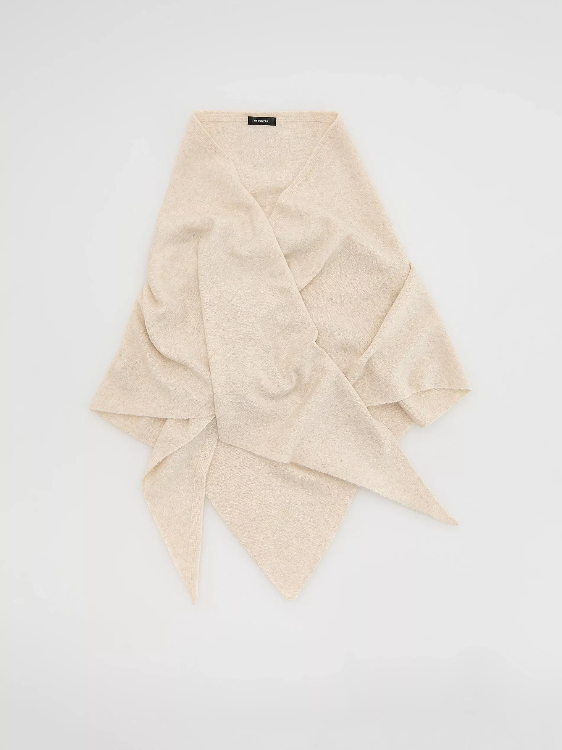Beige Plain Scarf, Ivory, large image number 1