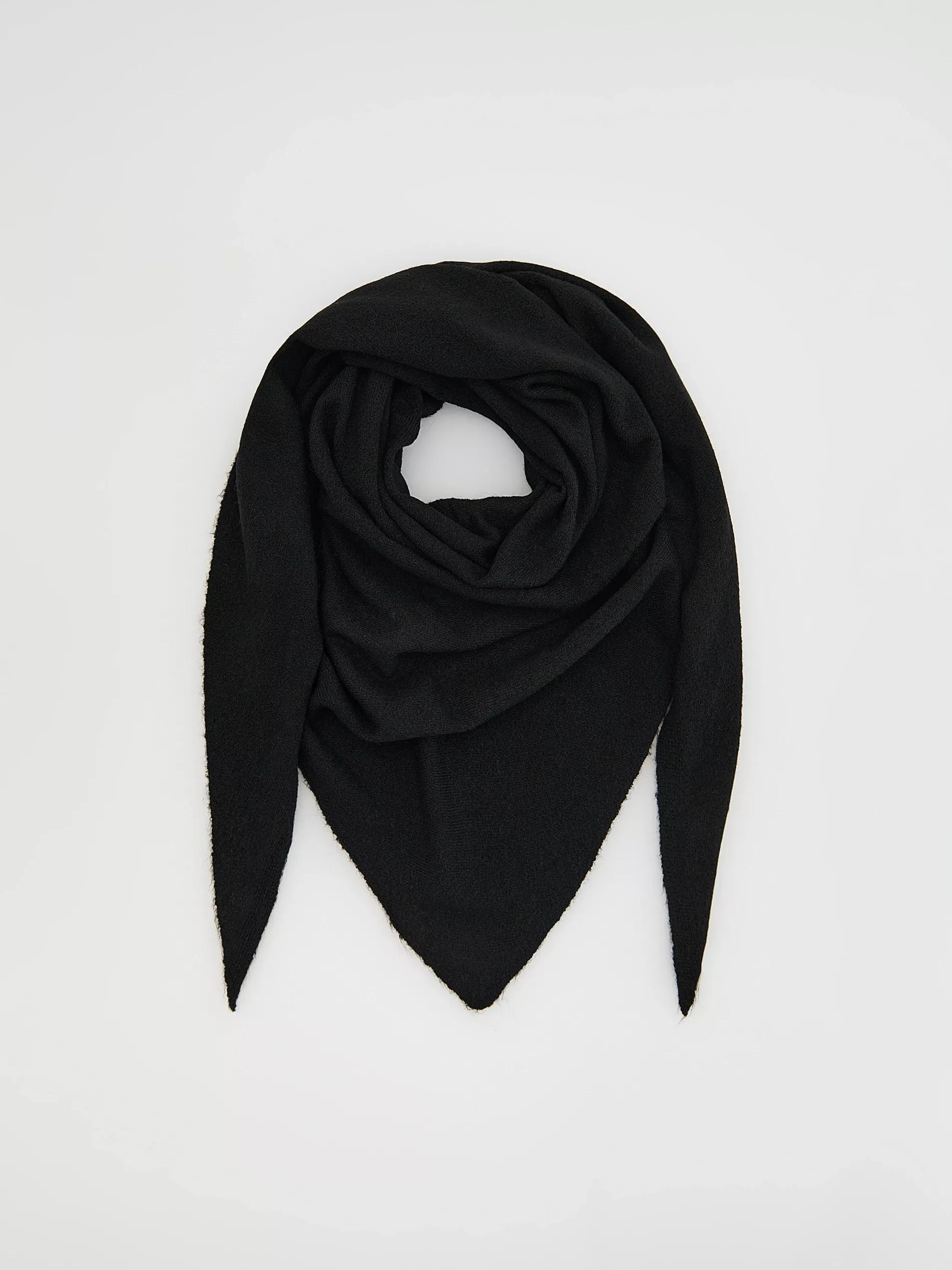 Black Plain Scarf, Black, large image number 0