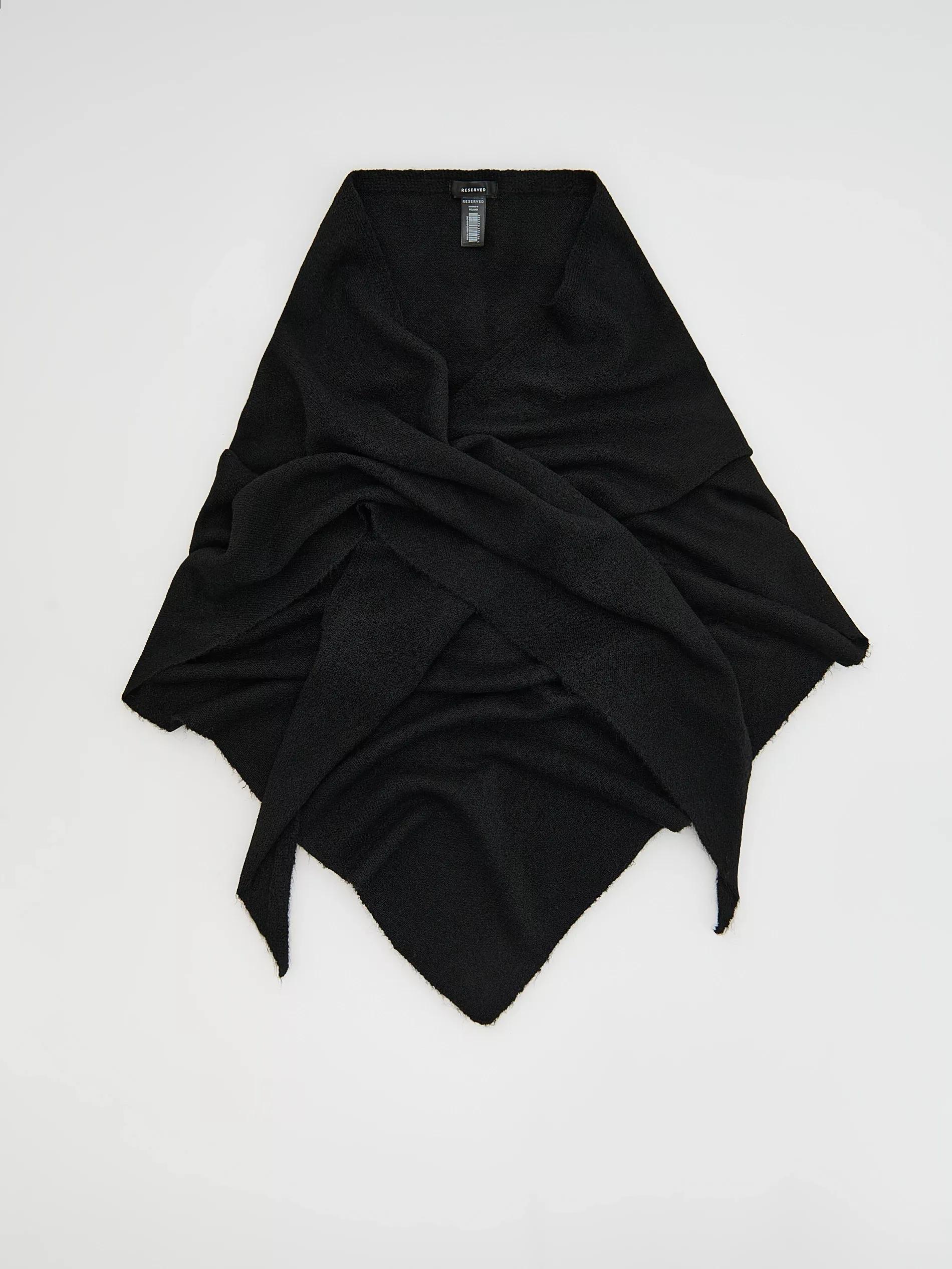 Black Plain Scarf, Black, large image number 1