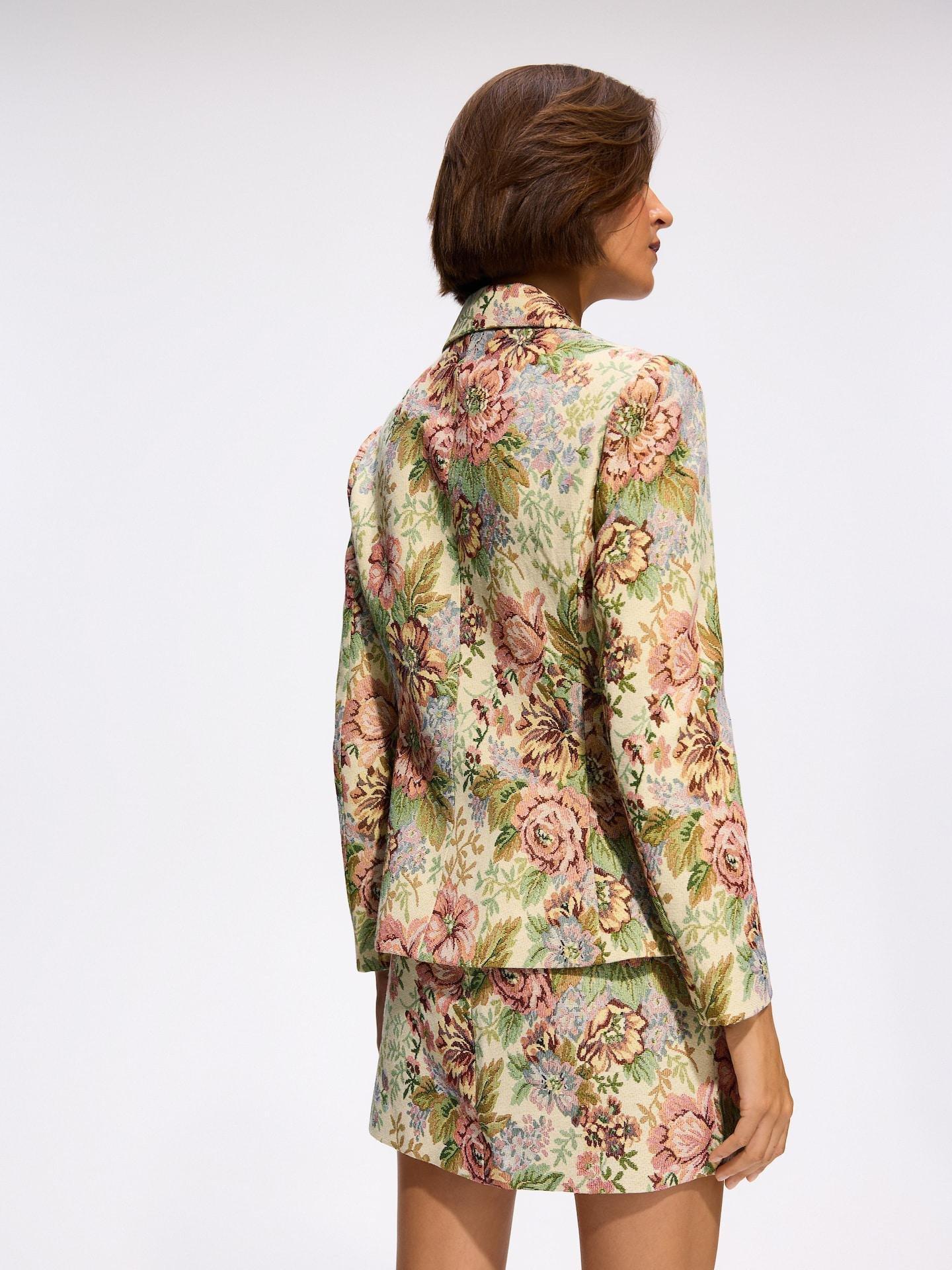 Multicolour Double-Breasted Floral Blazer, Multicolor, medium