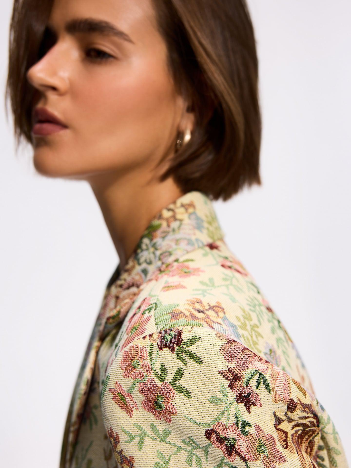 Multicolour Double-Breasted Floral Blazer, Multicolor, large image number 3
