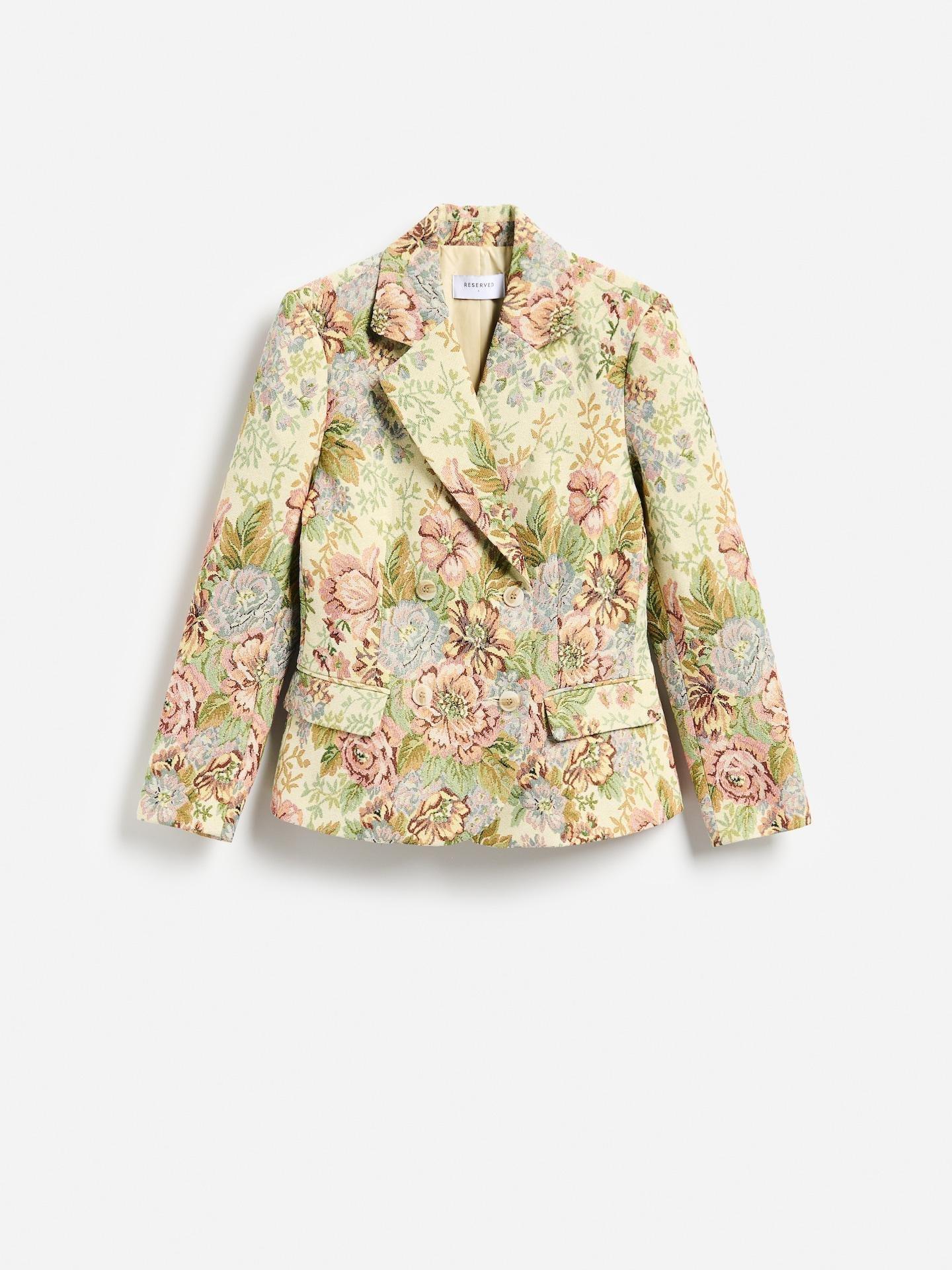 Multicolour Double-Breasted Floral Blazer, Multicolor, large image number 4