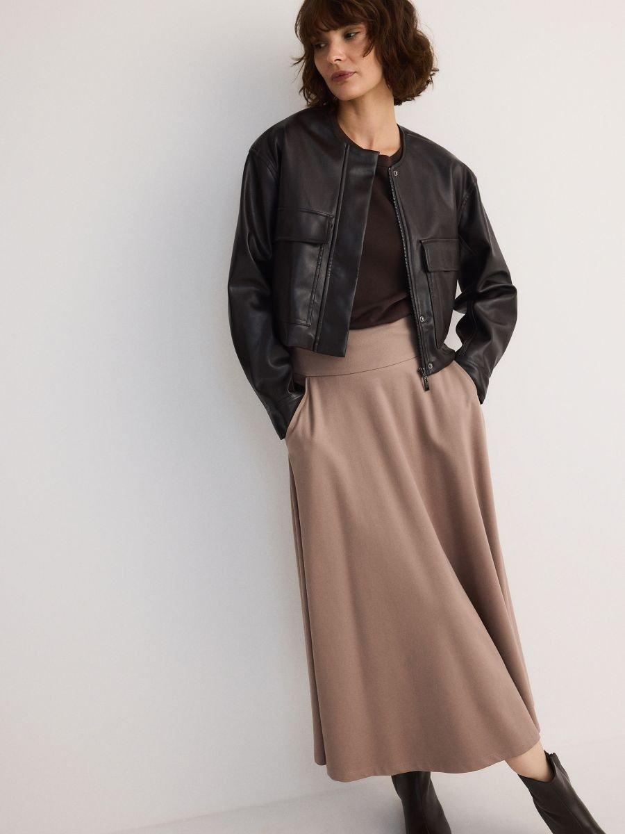 Beige Flared Skirt, , large image number 0