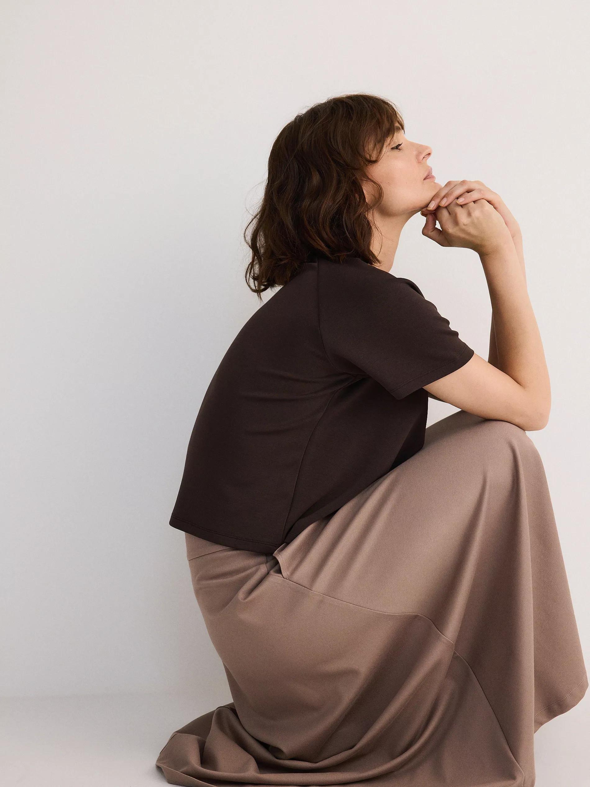 Beige Flared Skirt, , large image number 3