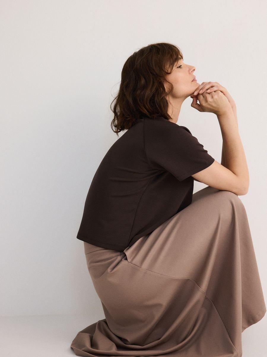 Beige Flared Skirt, , large image number 4
