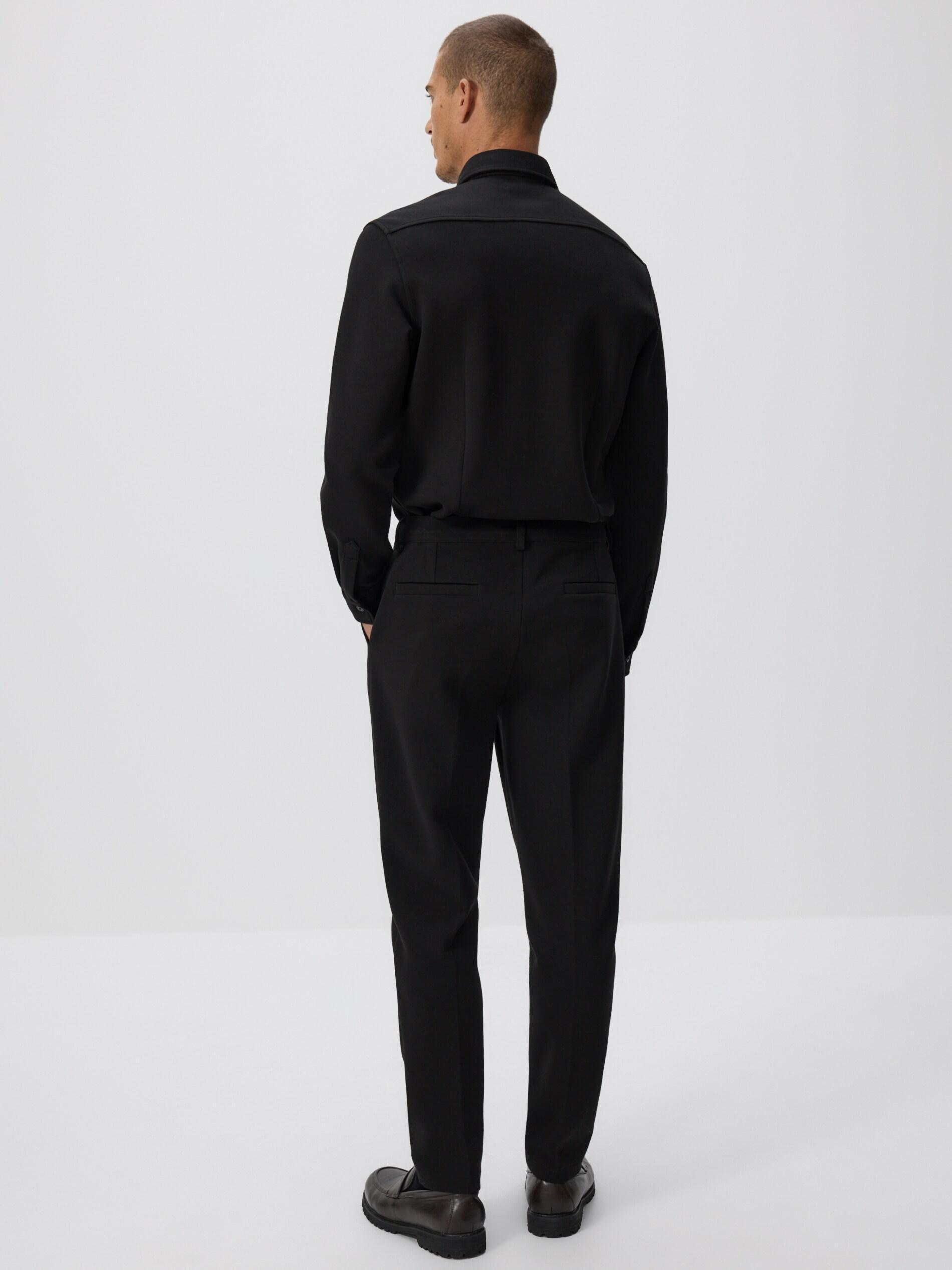 Black Pressed Crease Chino Slim Trousers, Black, medium