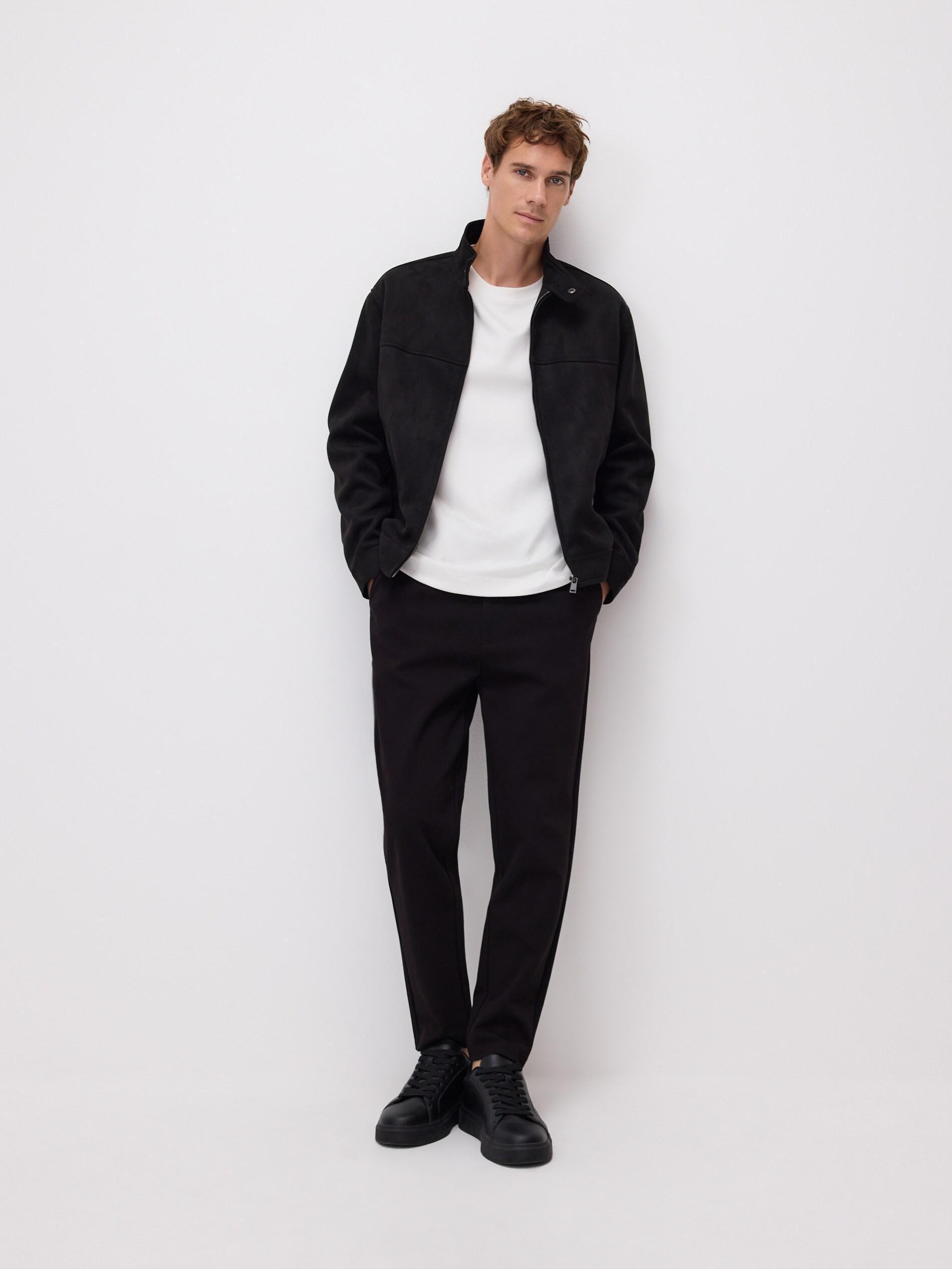 Black Regular Fit Chino Trousers, Black, medium