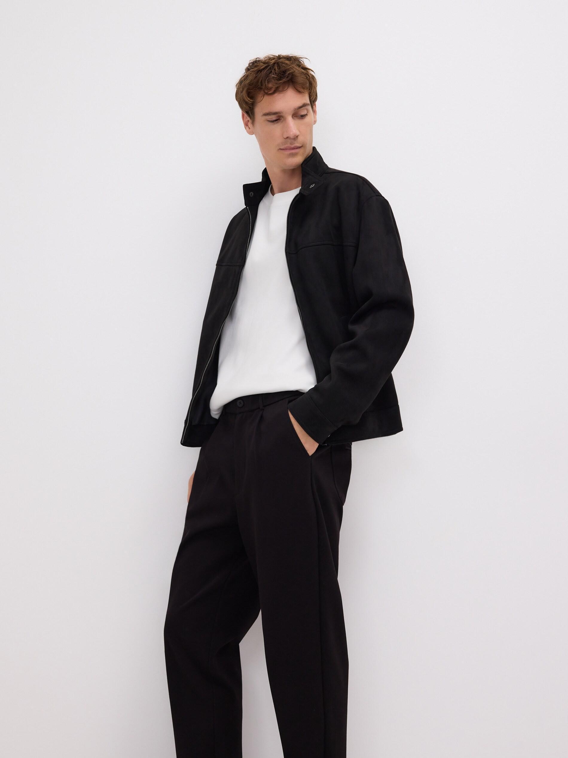 Black Regular Fit Chino Trousers, Black, medium