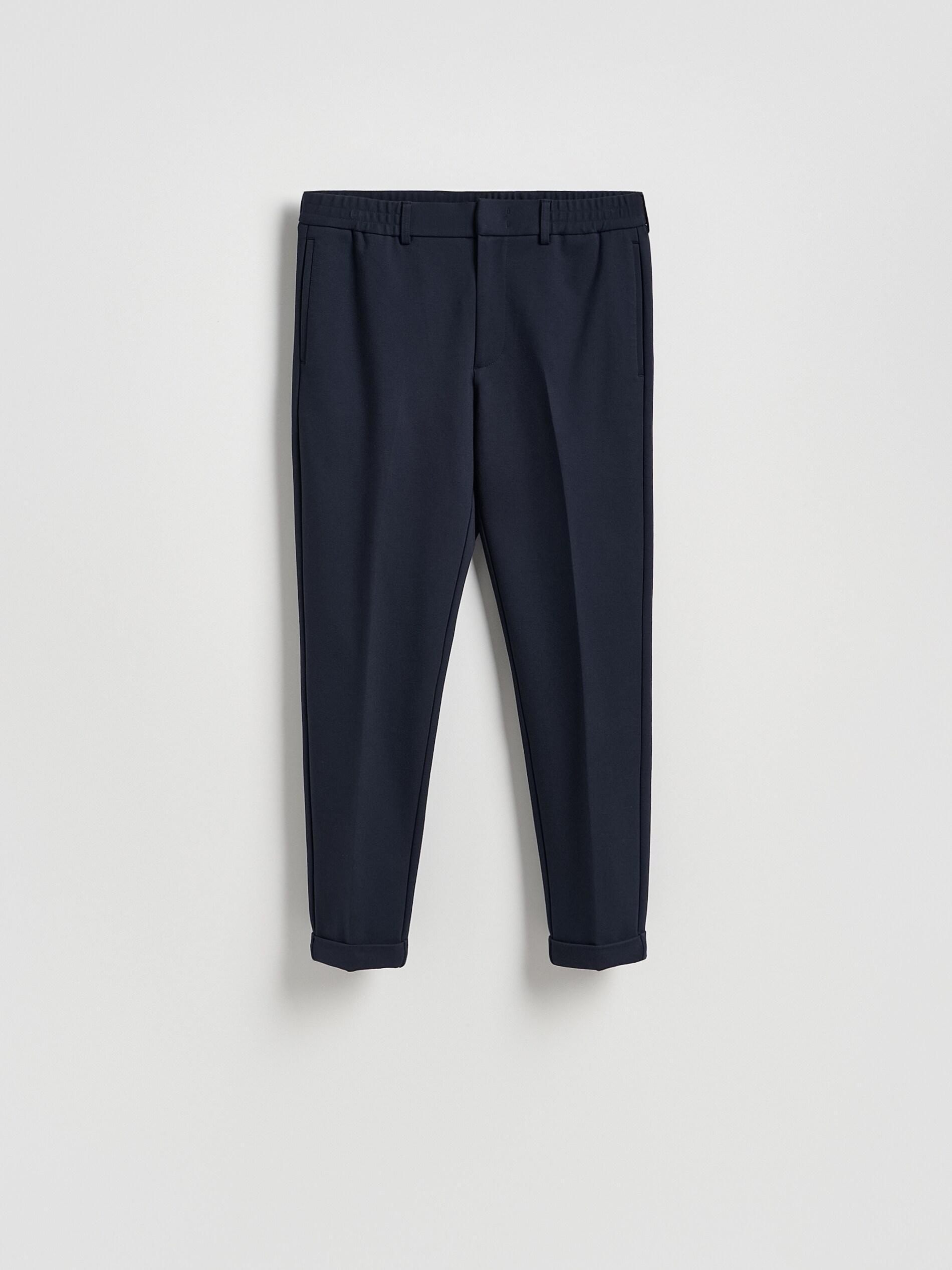 Navy Pressed Crease Chino Slim Trousers, Navy, medium