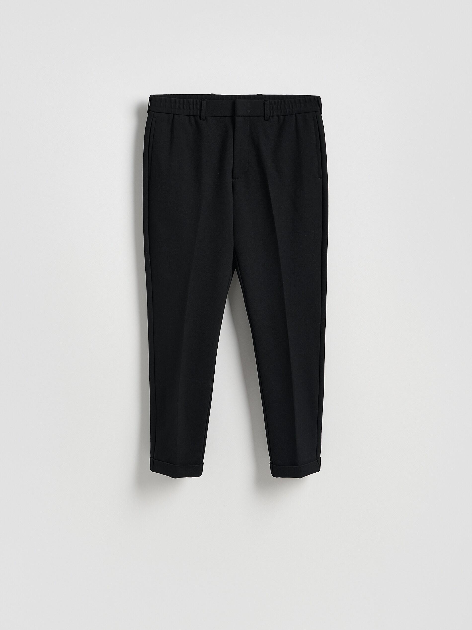Black Pressed Crease Chino Slim Trousers, Black, medium