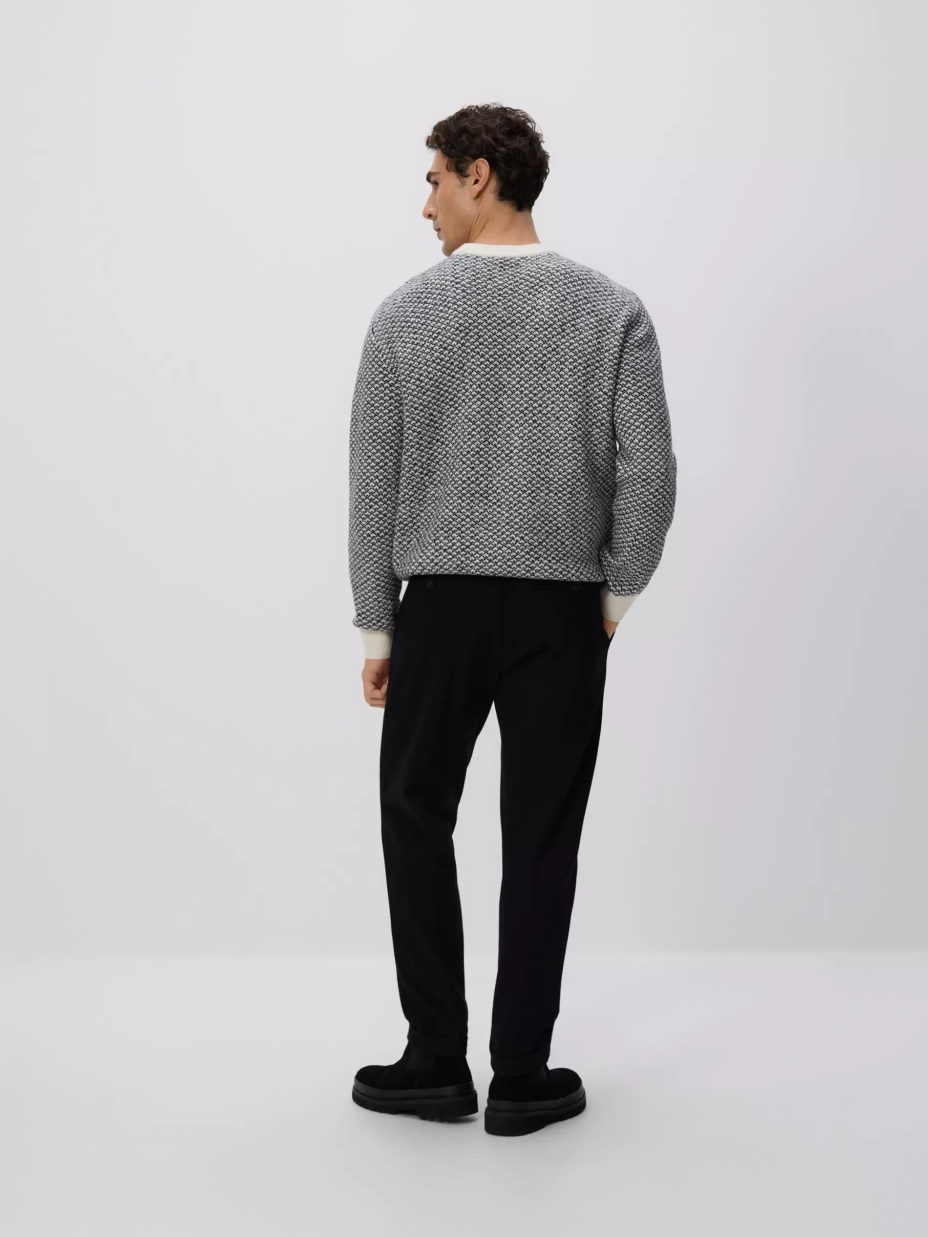 Black Pressed Crease Chino Slim Trousers, Black, large image number 2