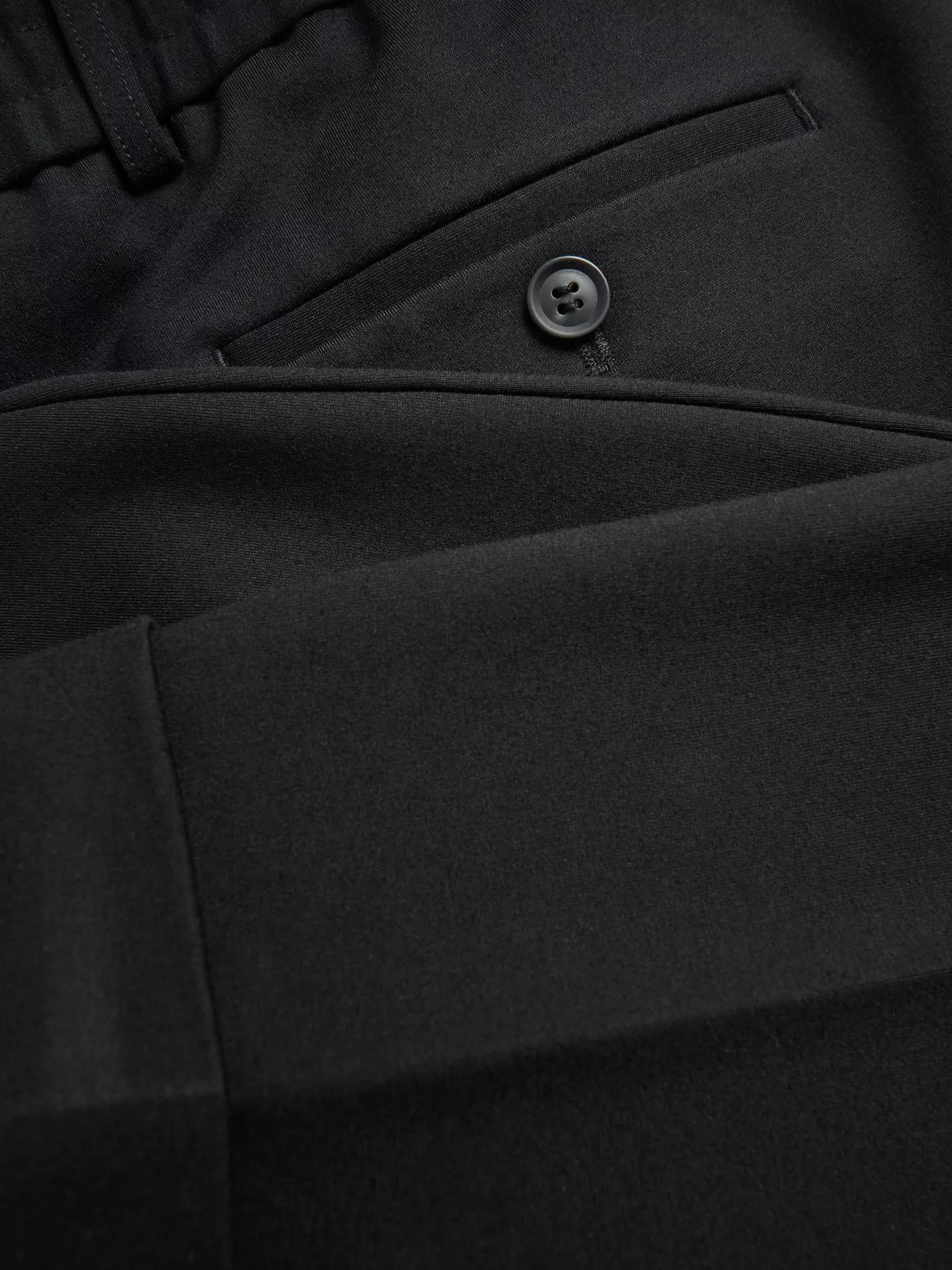 Black Pressed Crease Chino Slim Trousers, Black, large image number 5