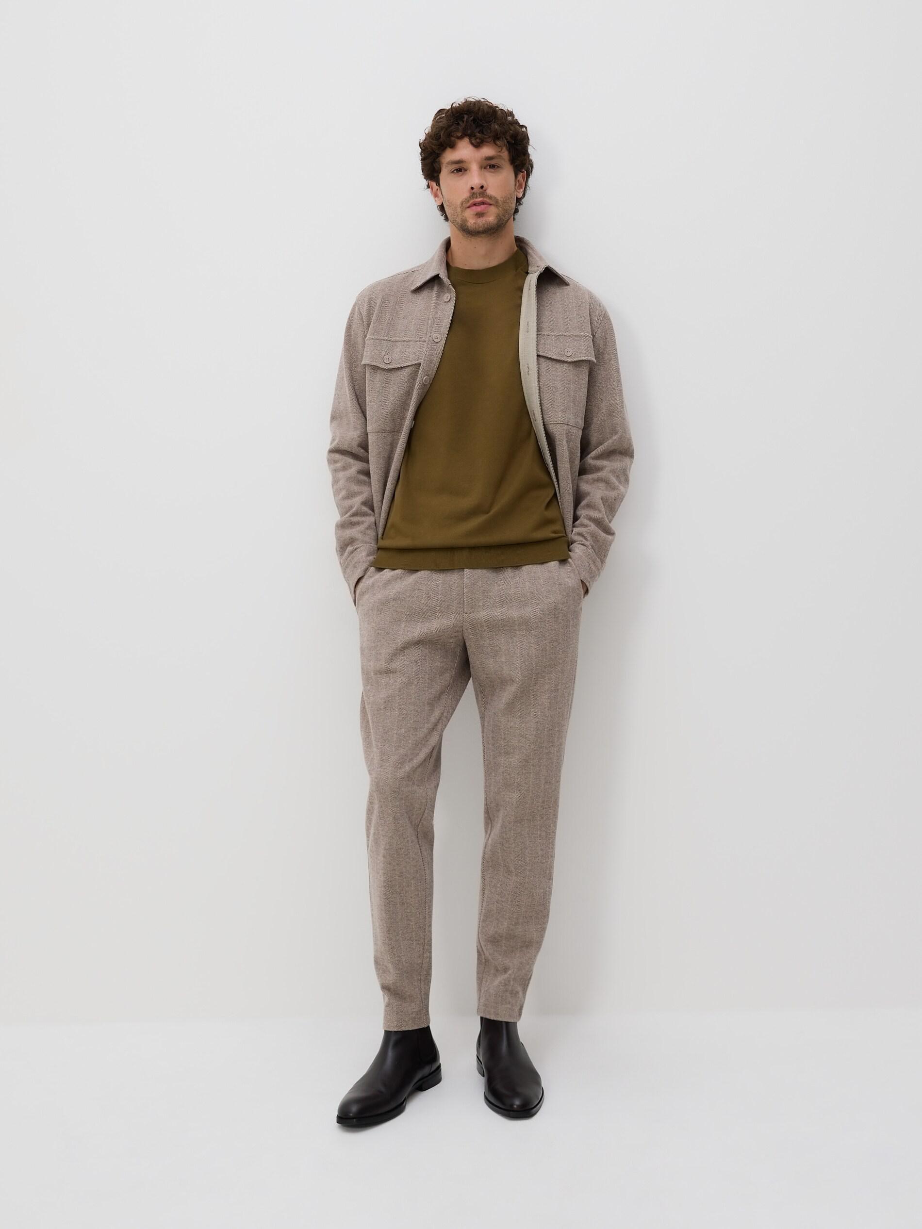 Beige Men`S Trousers, Beige, large image number 1