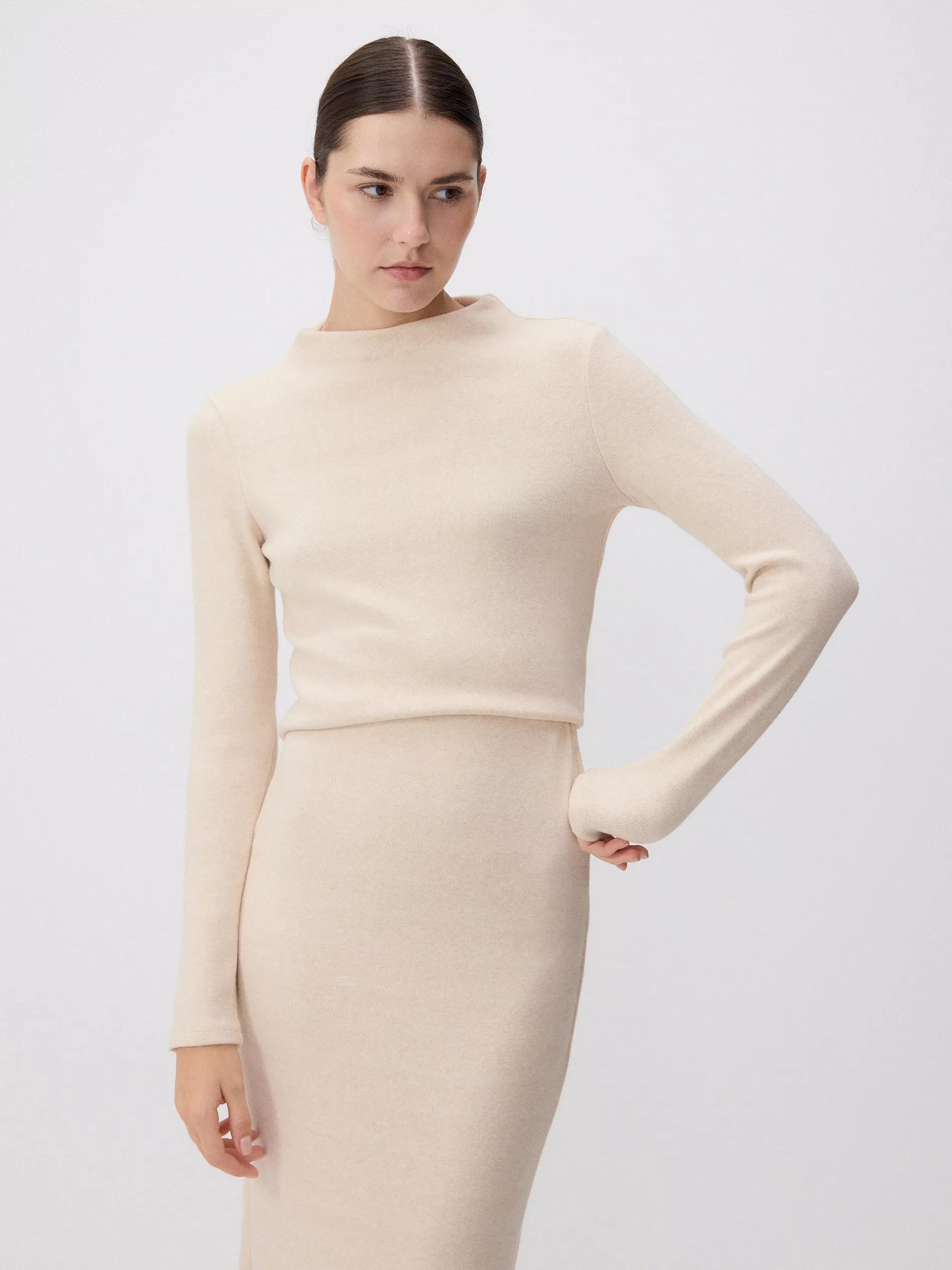 Beige Midi Skirt Made Of Viscose Blend, , large image number 1