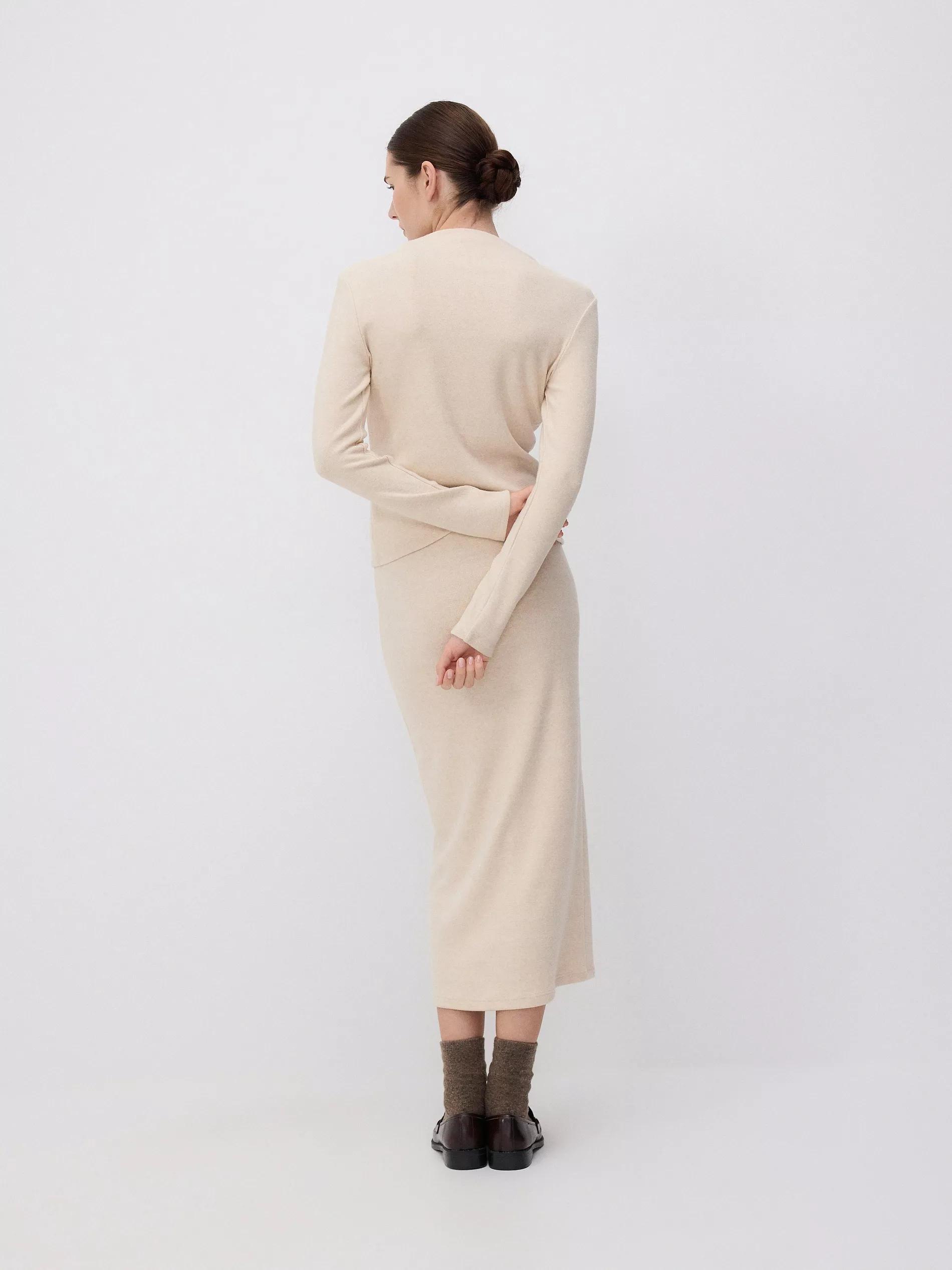Beige Midi Skirt Made Of Viscose Blend, , large image number 4