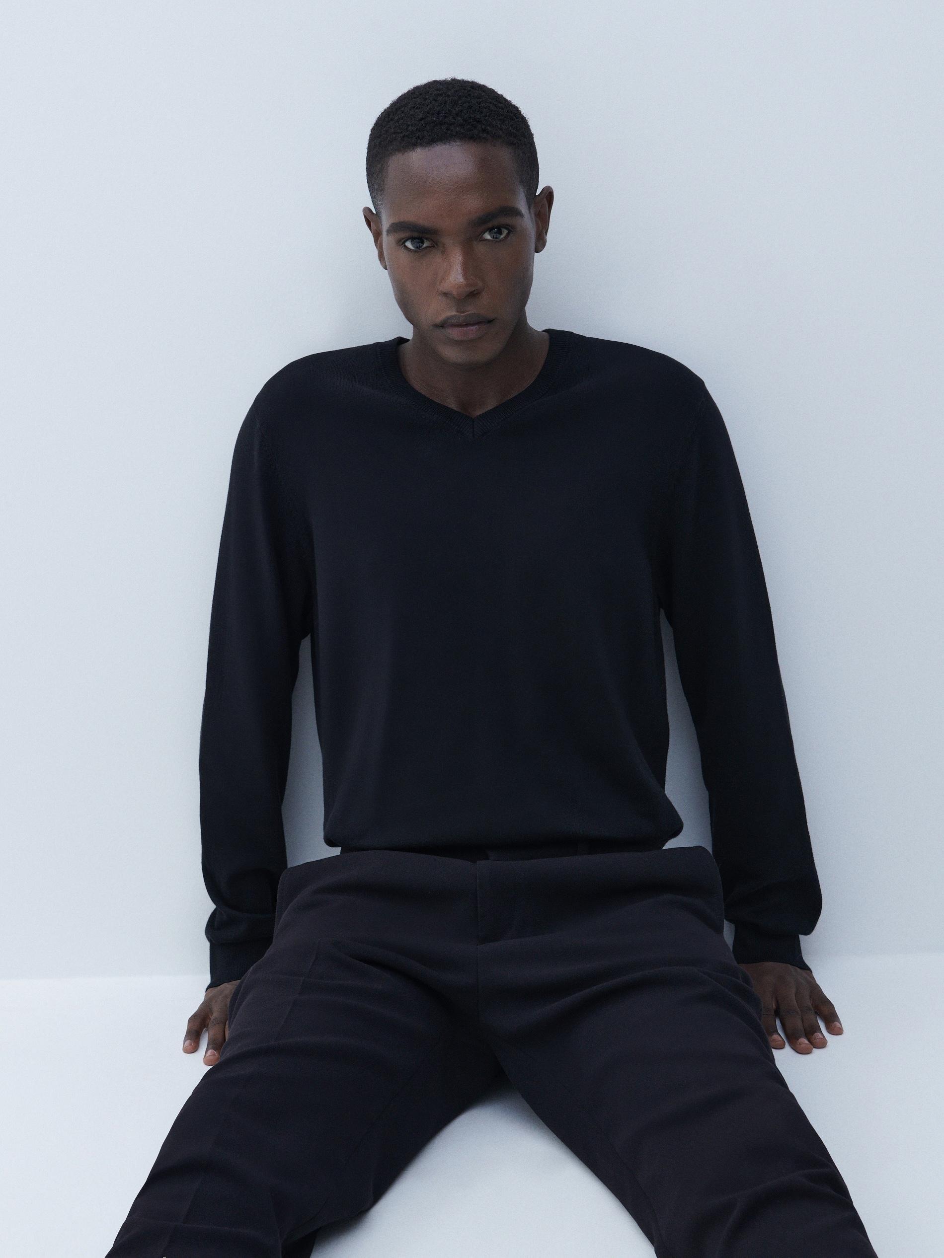 Black Organic Cotton Sweater, , large image number 0