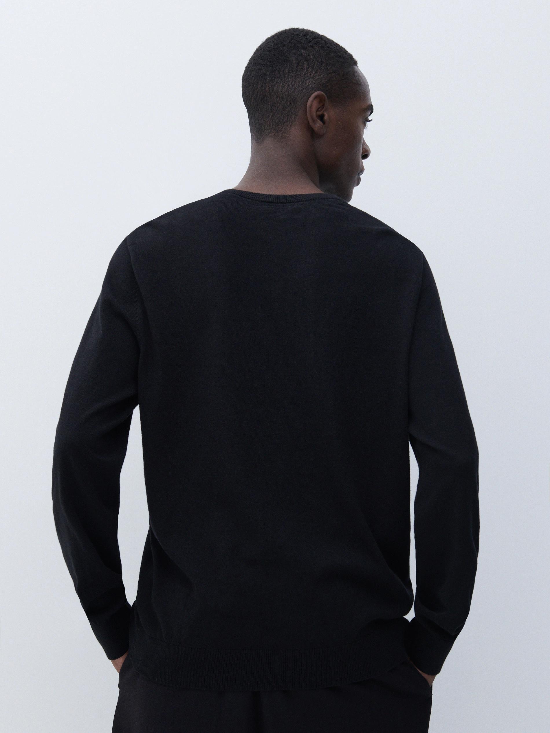 Black Organic Cotton Sweater, , large image number 2