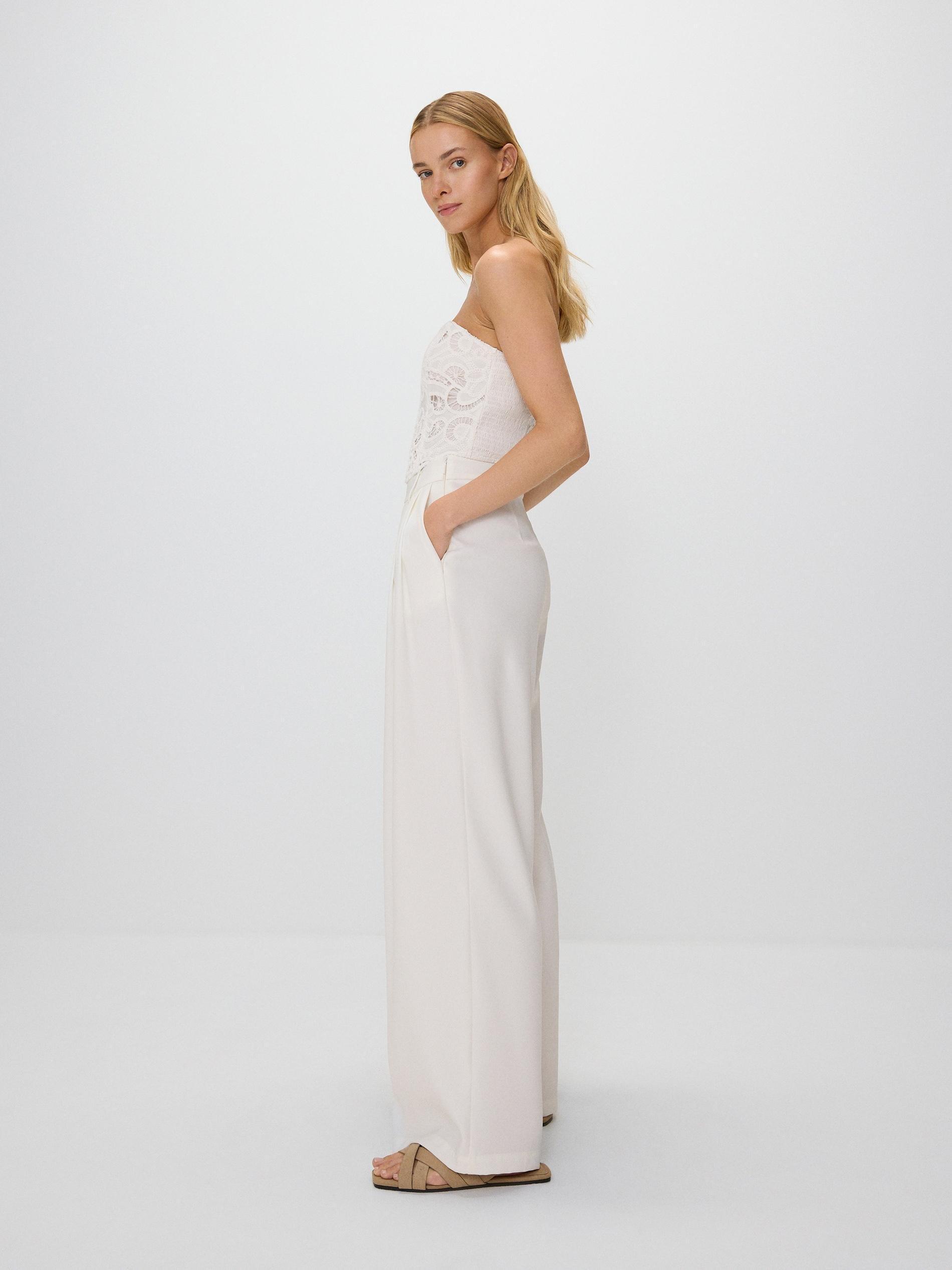 White Pleated Trousers, , large image number 2