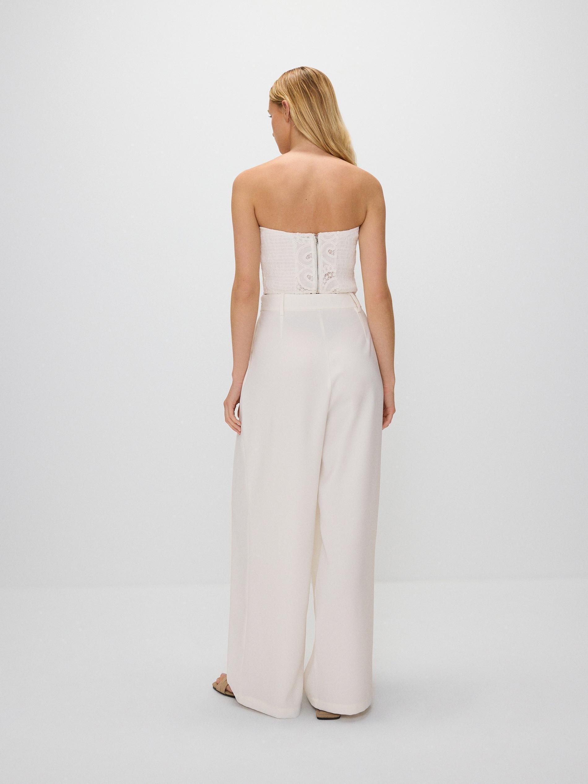 White Pleated Trousers, , large image number 4