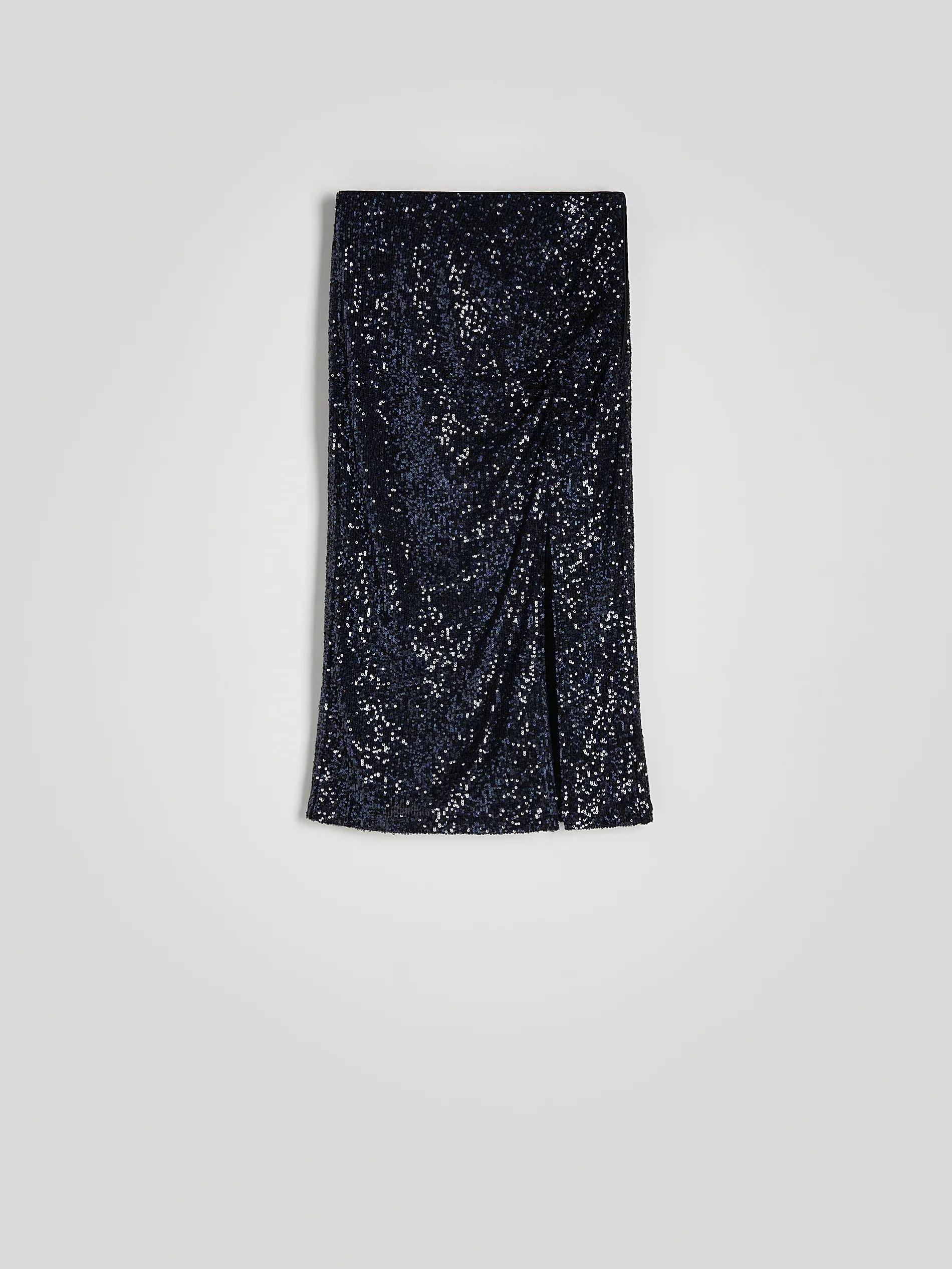 Grey Sequin Midi Skirt, , large image number 3