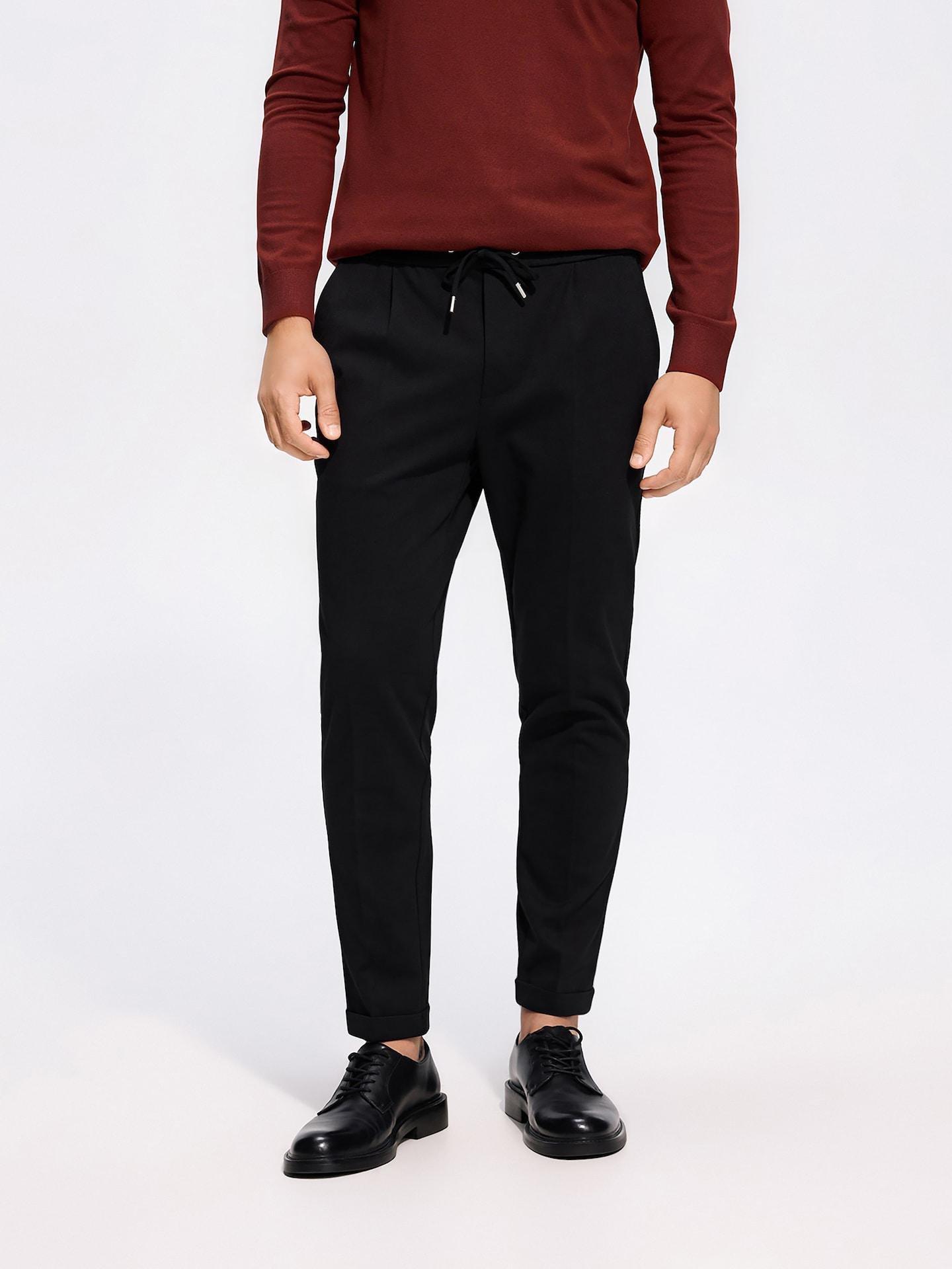 Black Regular Trousers With Bamboo Fibre, Black, medium