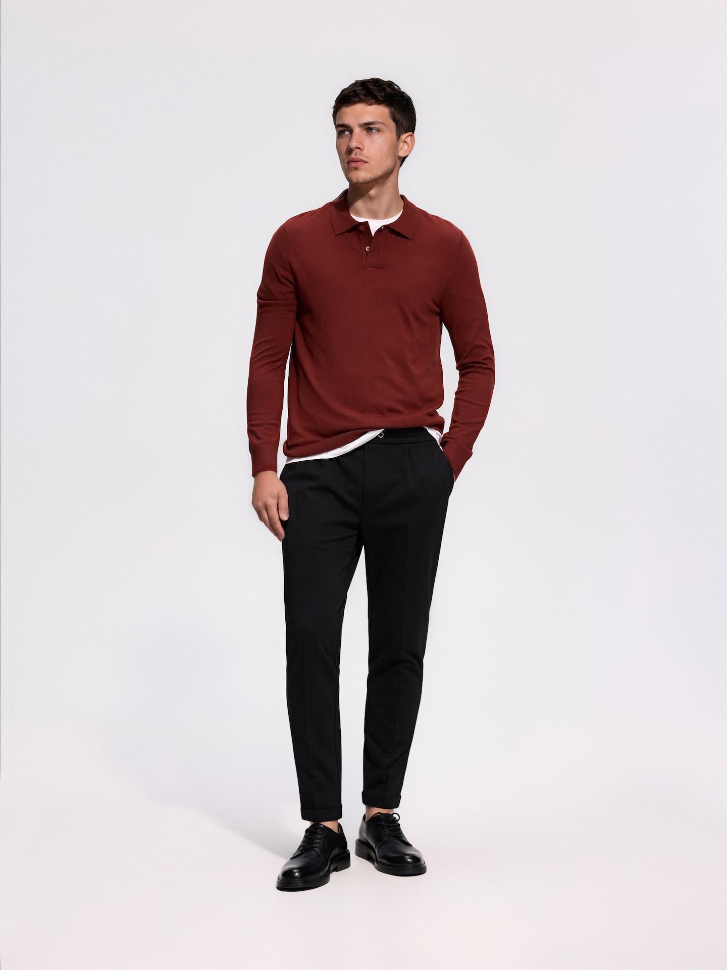 Black Regular Trousers With Bamboo Fibre, Black, medium