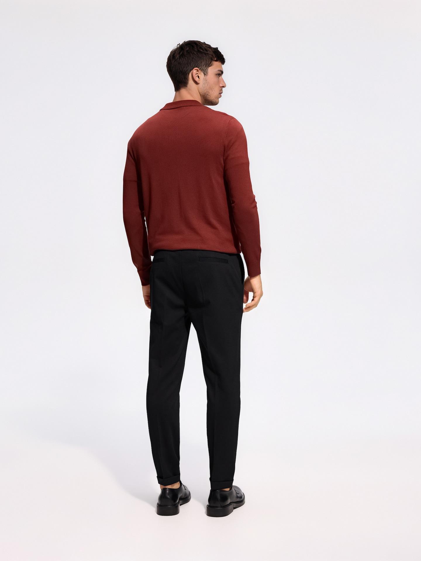 Black Regular Trousers With Bamboo Fibre, Black, medium