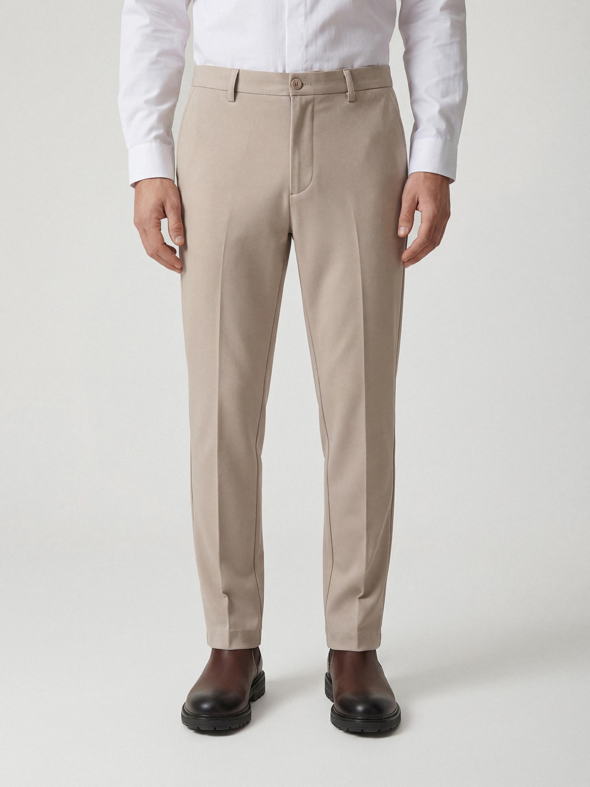 Beige Chino Slim Fit Trousers, Beige, large image number 0