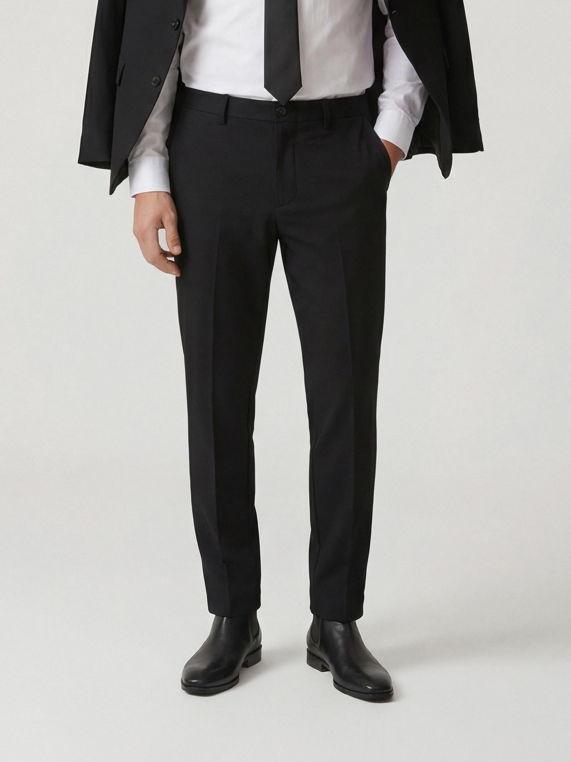 Black Chino Slim Fit Trousers, Black, medium