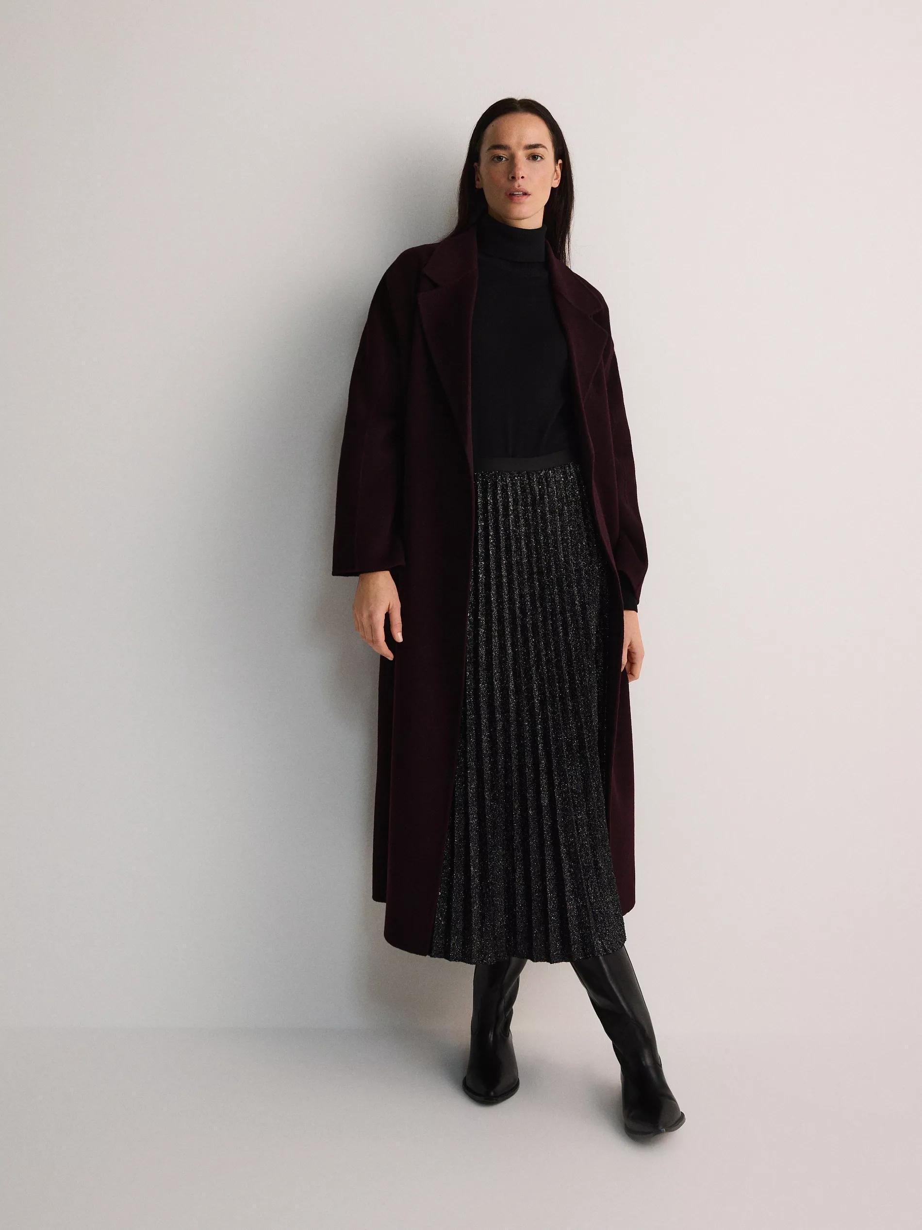 Black Shiny Pleated Skirt, , large image number 0