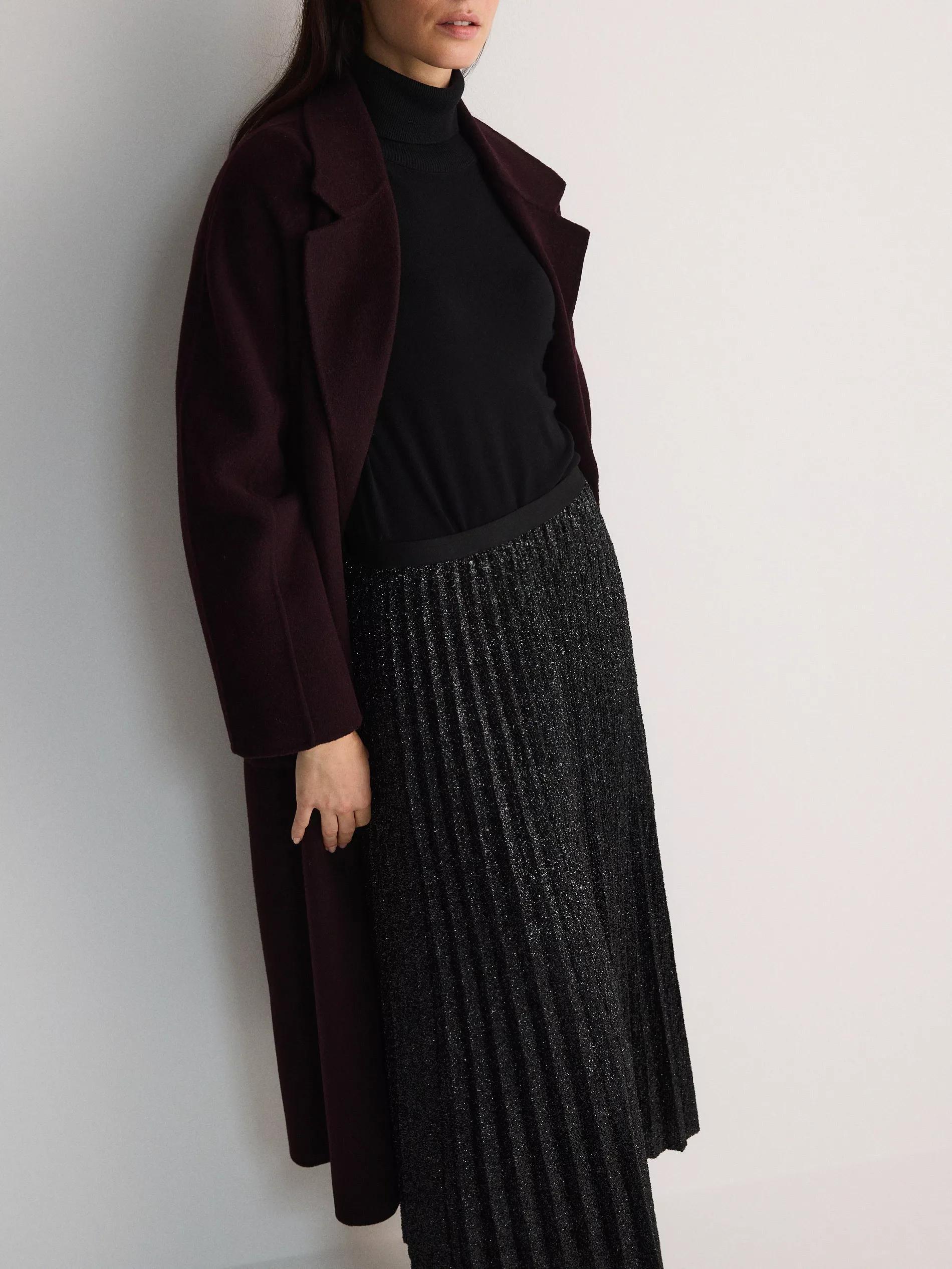 Black Shiny Pleated Skirt, , large image number 1