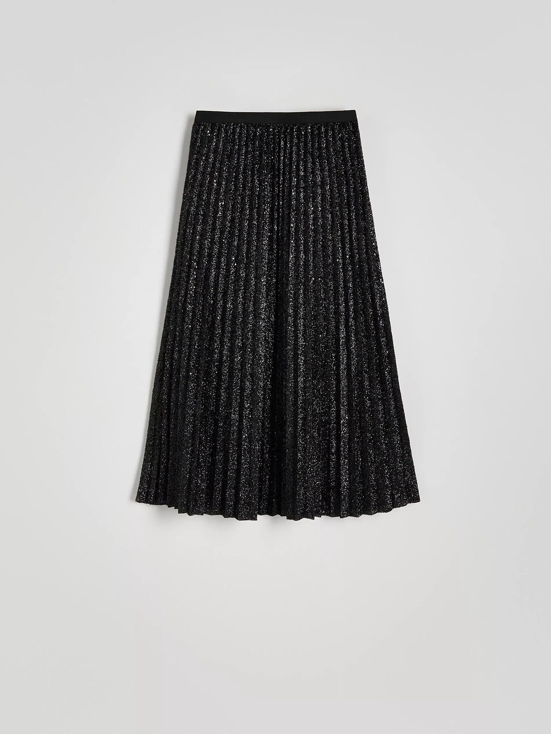 Black Shiny Pleated Skirt, , large image number 4
