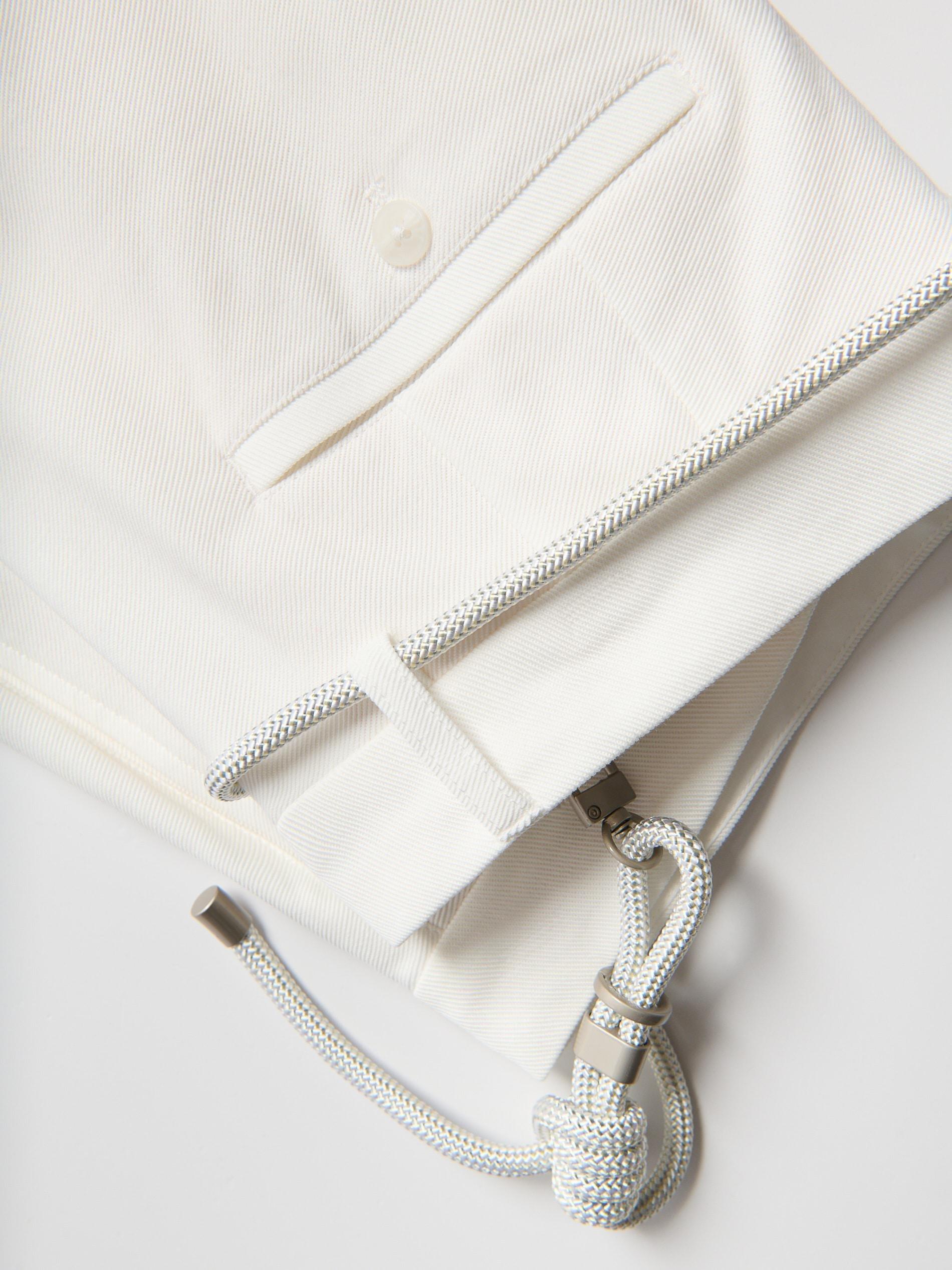 Cream Slim-Fit Trousers With Belt, Ivory, large image number 5