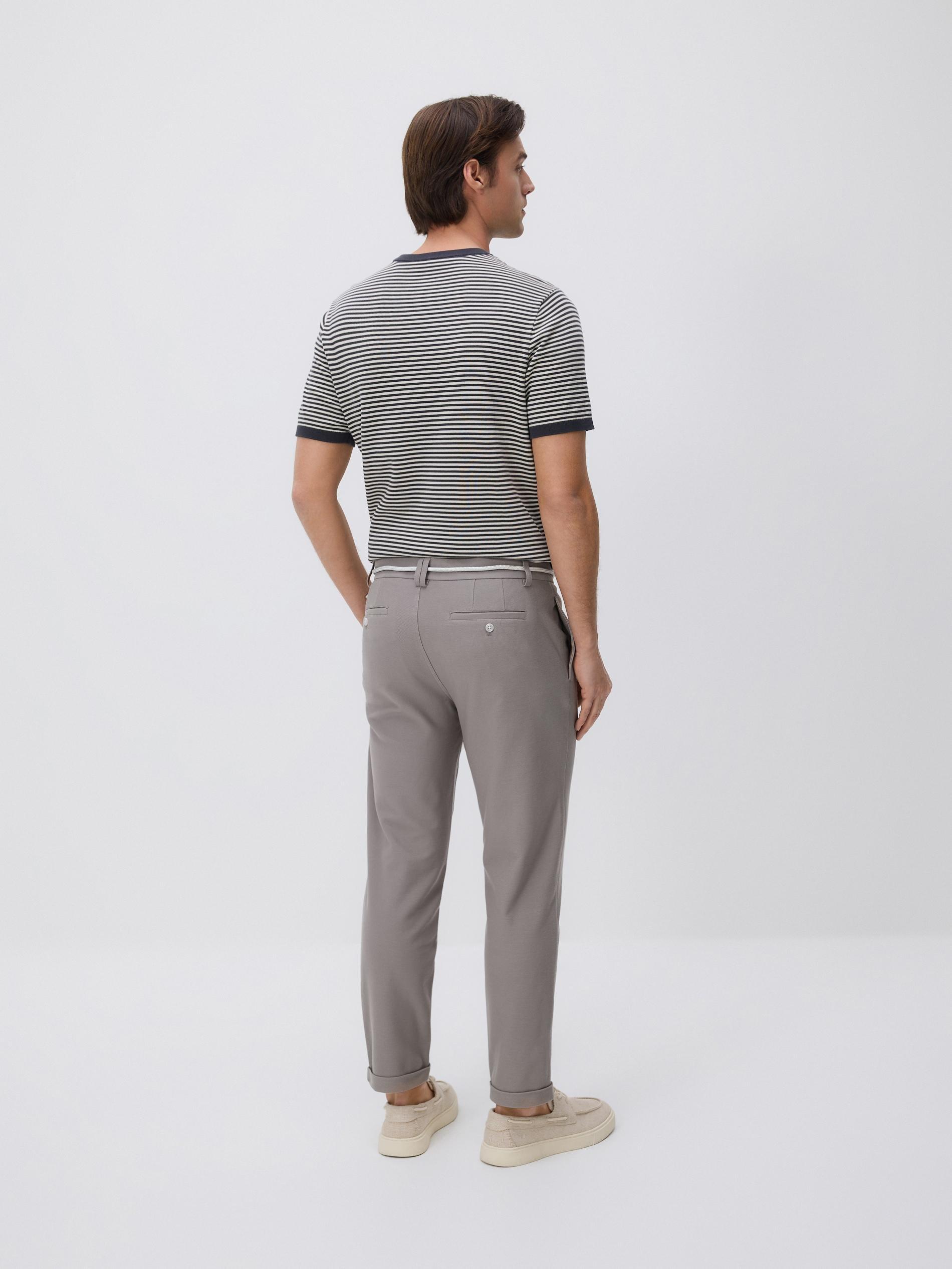 Beige Slim-Fit Trousers With Belt, Beige, large image number 3