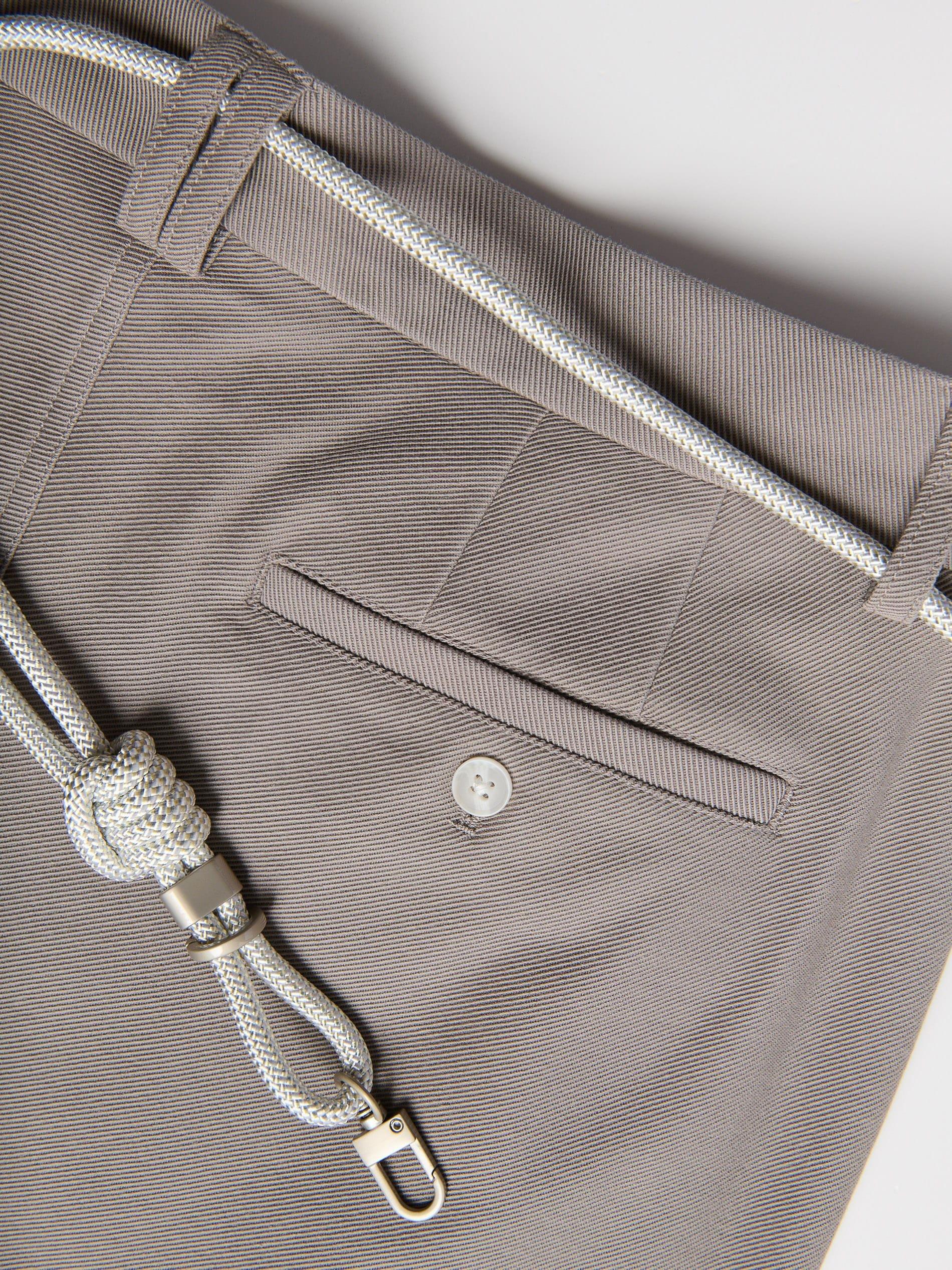 Beige Slim-Fit Trousers With Belt, Beige, large image number 5
