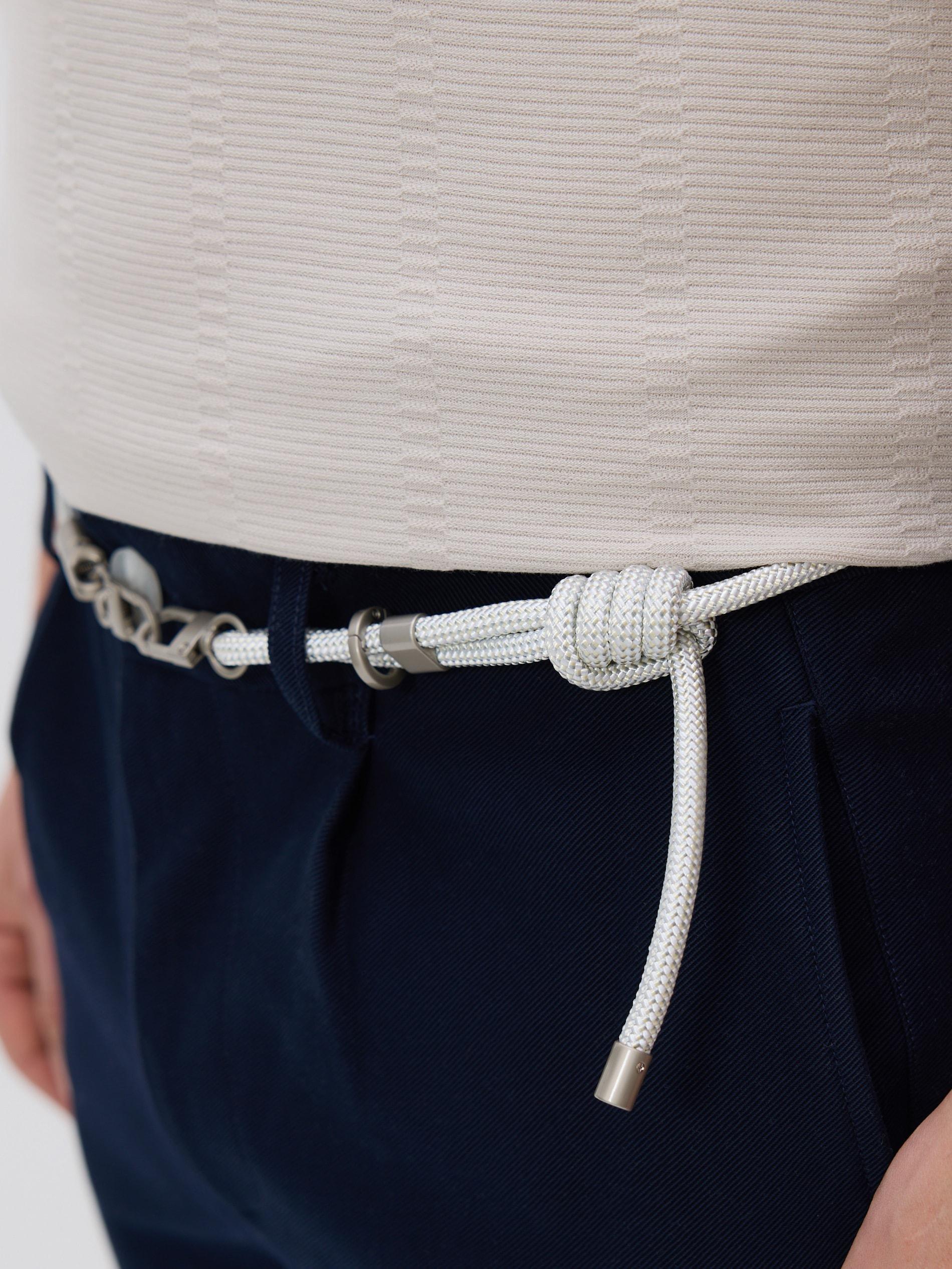 Navy Slim-Fit Trousers With Belt, Navy, large image number 2