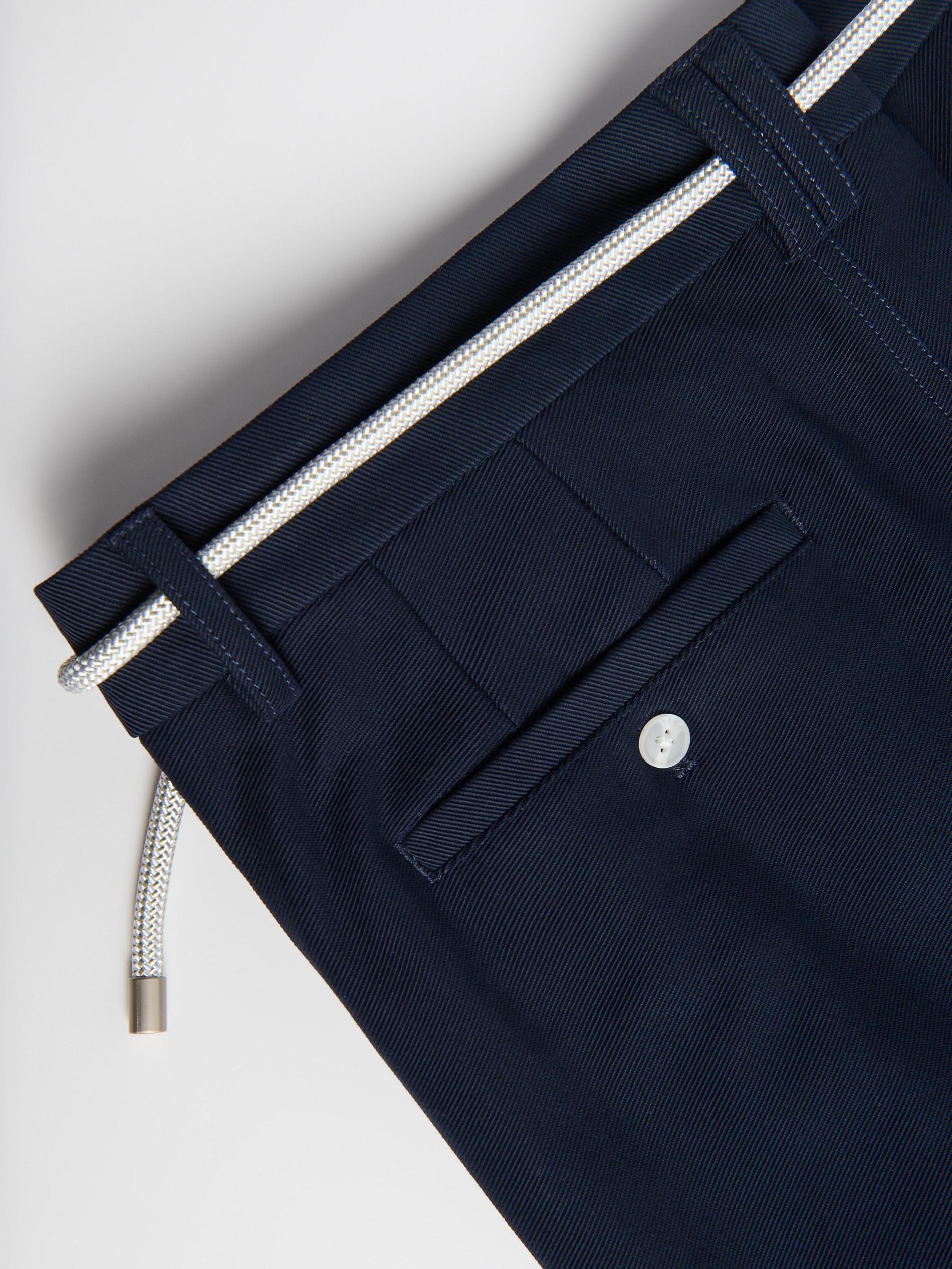 Navy Slim-Fit Trousers With Belt, Navy, large image number 5