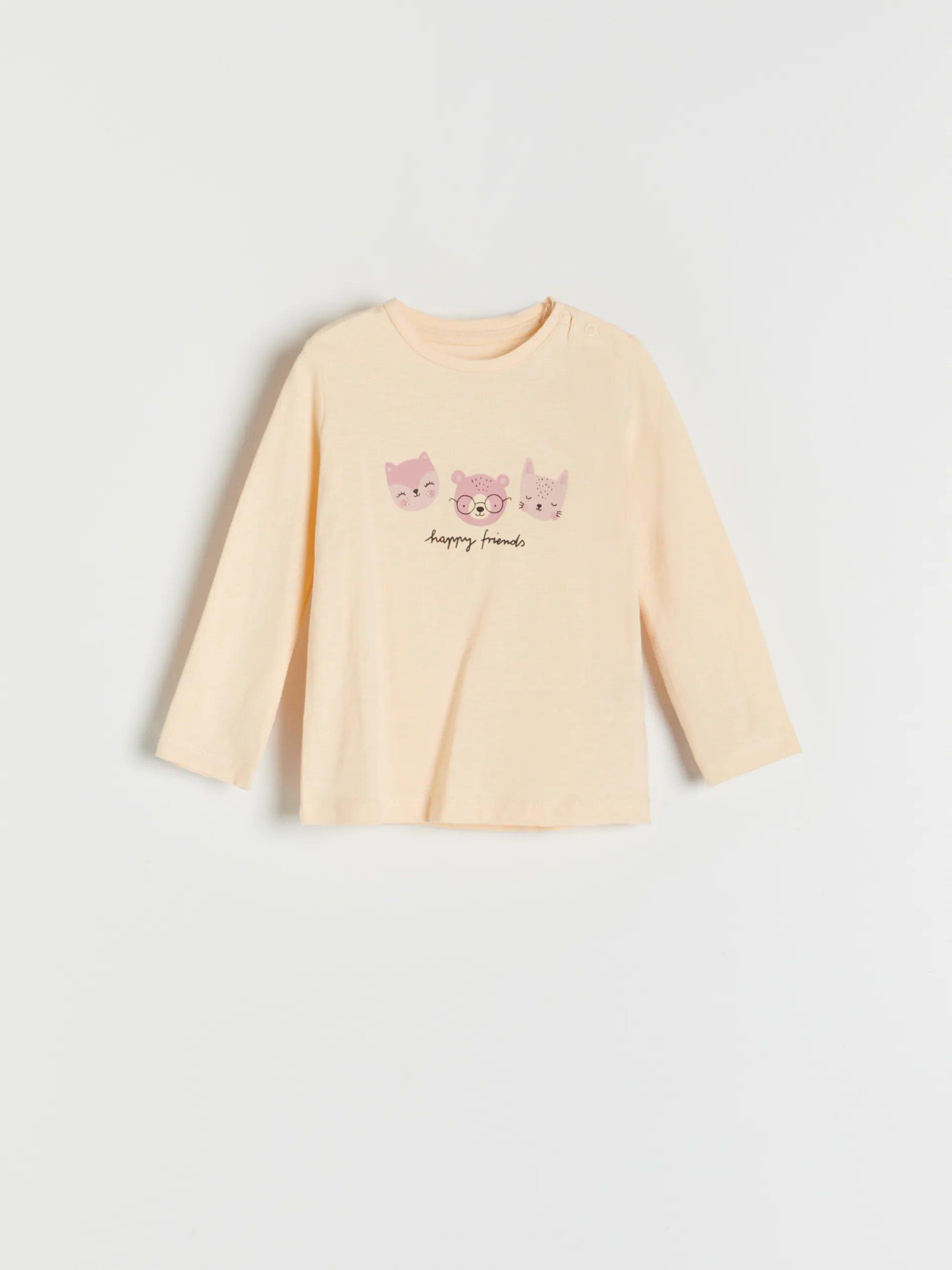 Nude Cotton Blouse With A Print, Kids Girl, , large image number 0