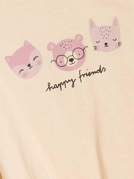 Nude Cotton Blouse With A Print, Kids Girl, , large image number 1