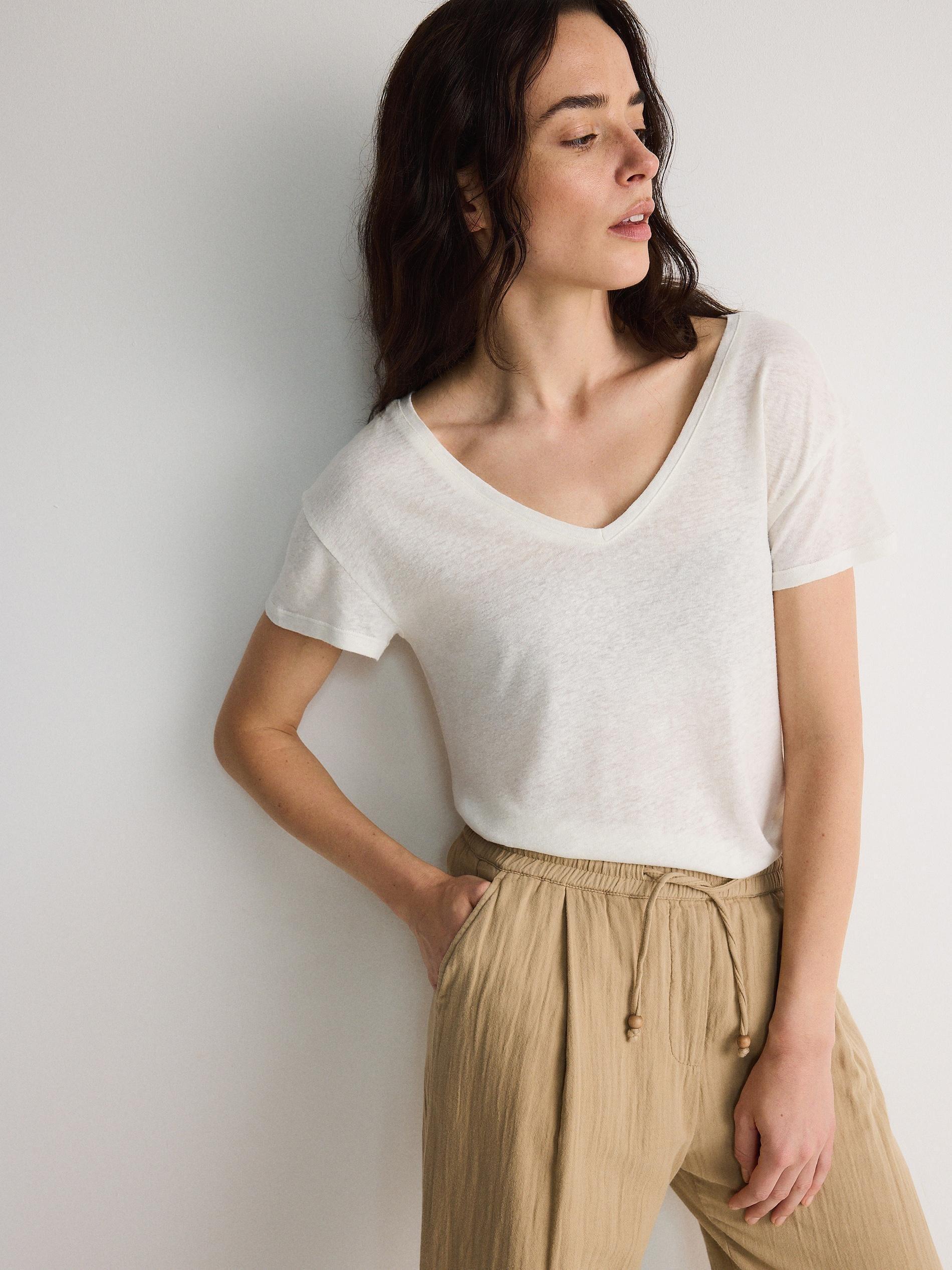 Beige Elastic Waist Casual Trousers, , large image number 3