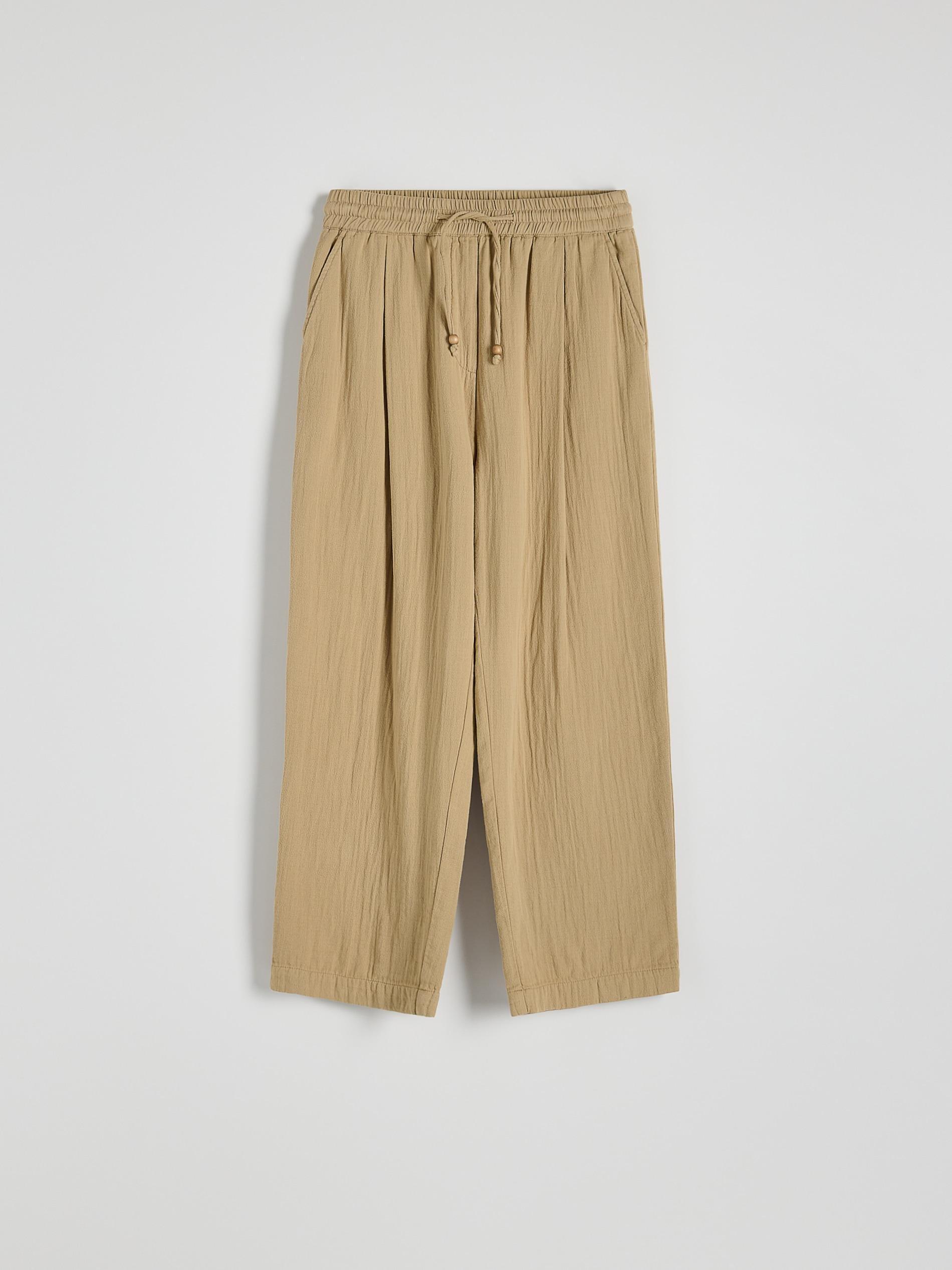 Beige Elastic Waist Casual Trousers, , large image number 5